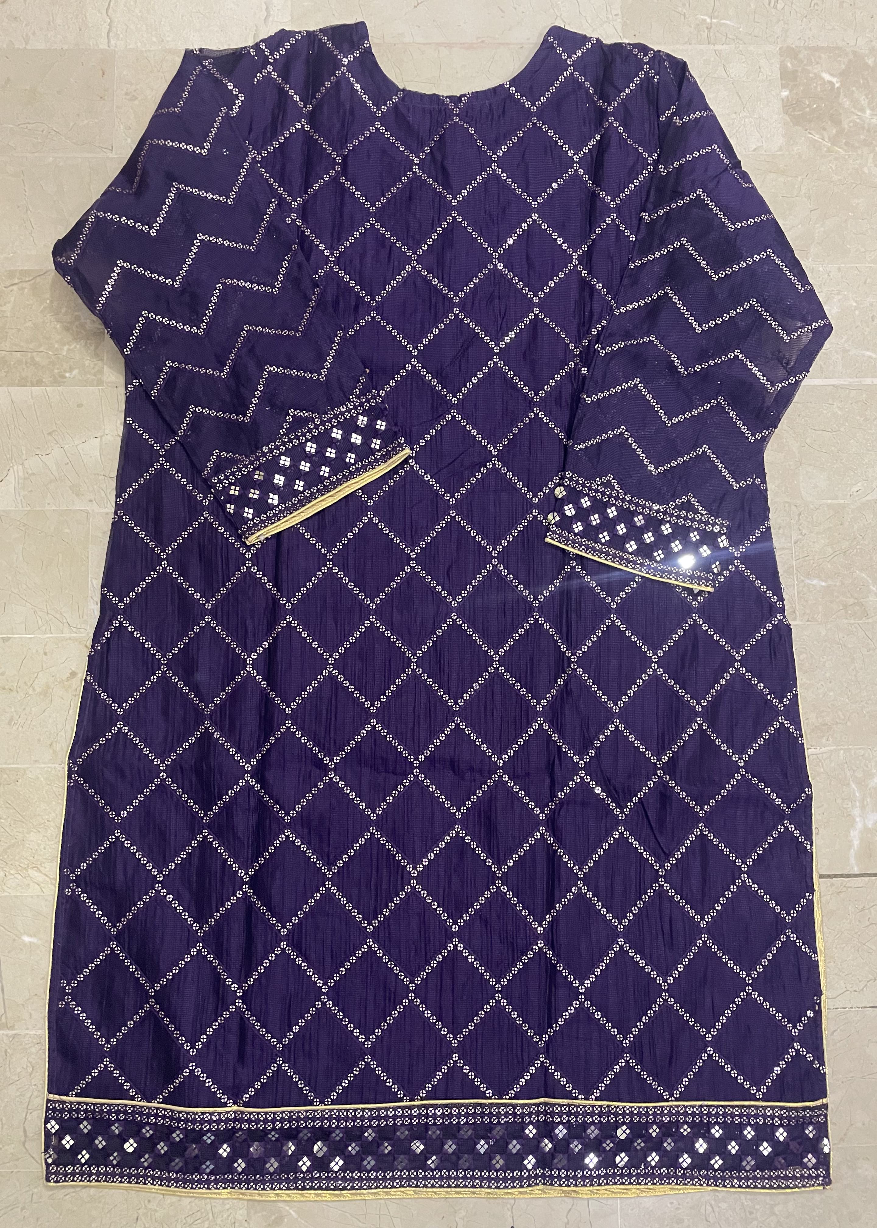 khaddi net Kurta Set in Deep purple
