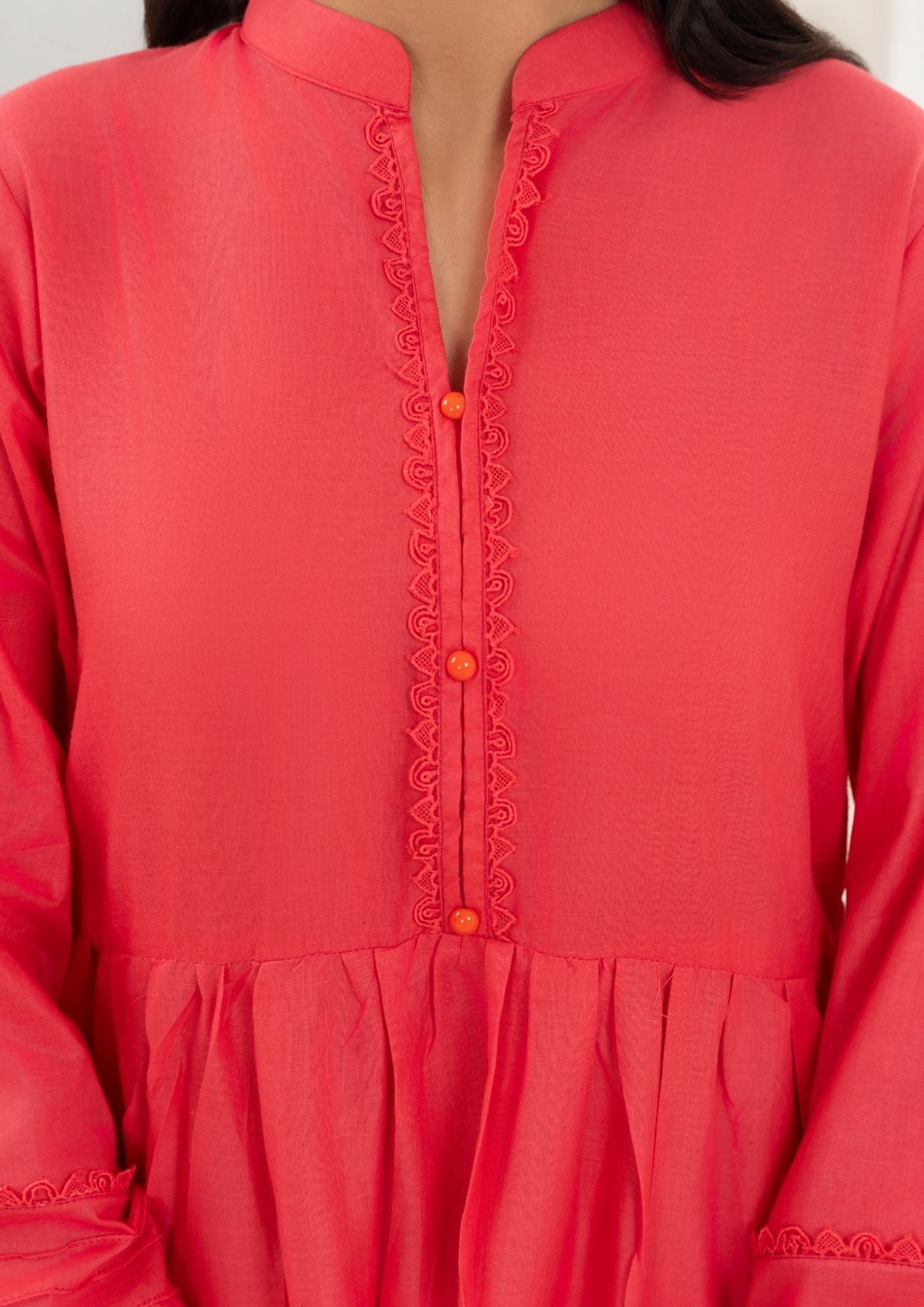 cotton Pishwas in Cherry red