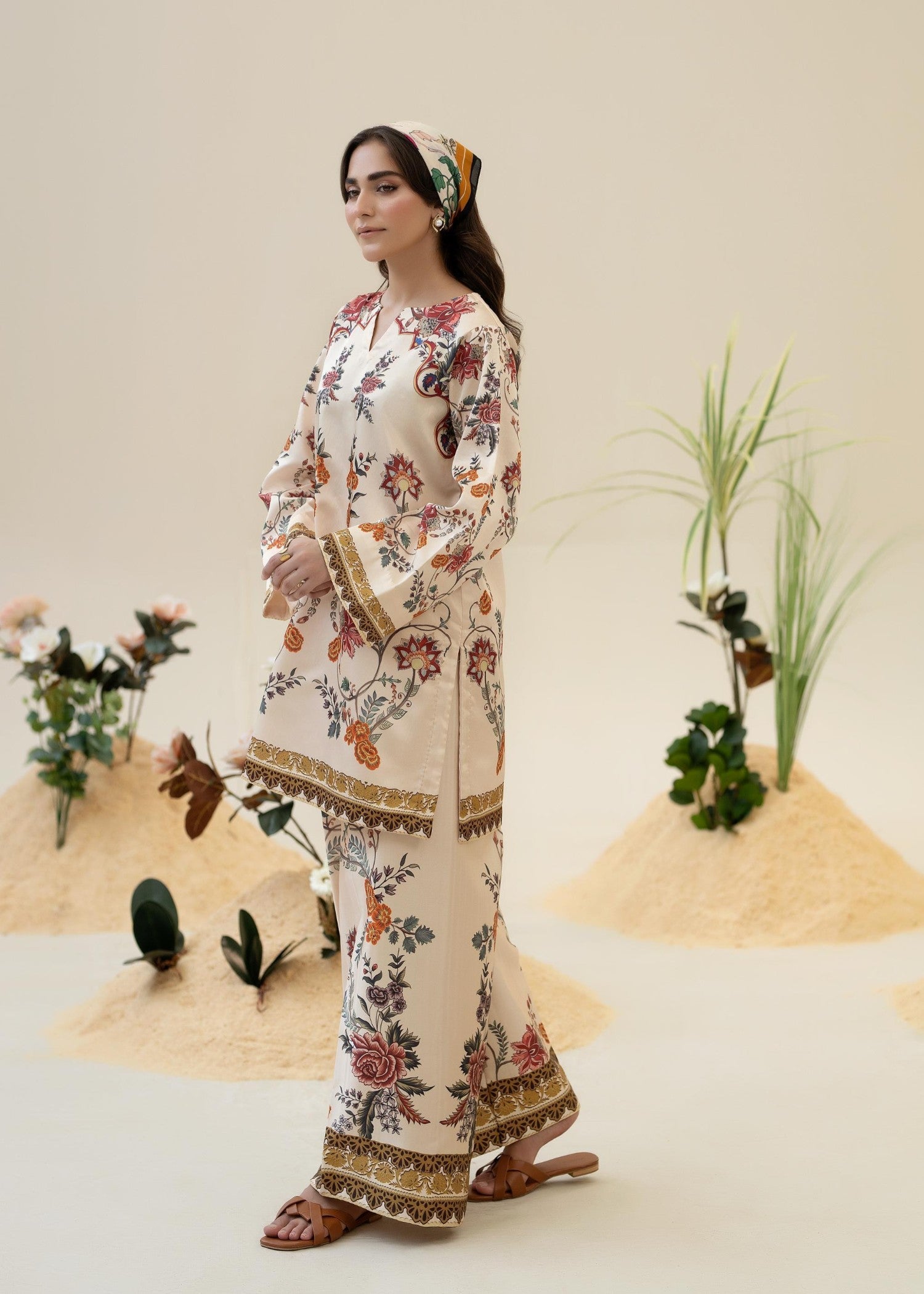 satin silk Co Ord Sets in Wheat