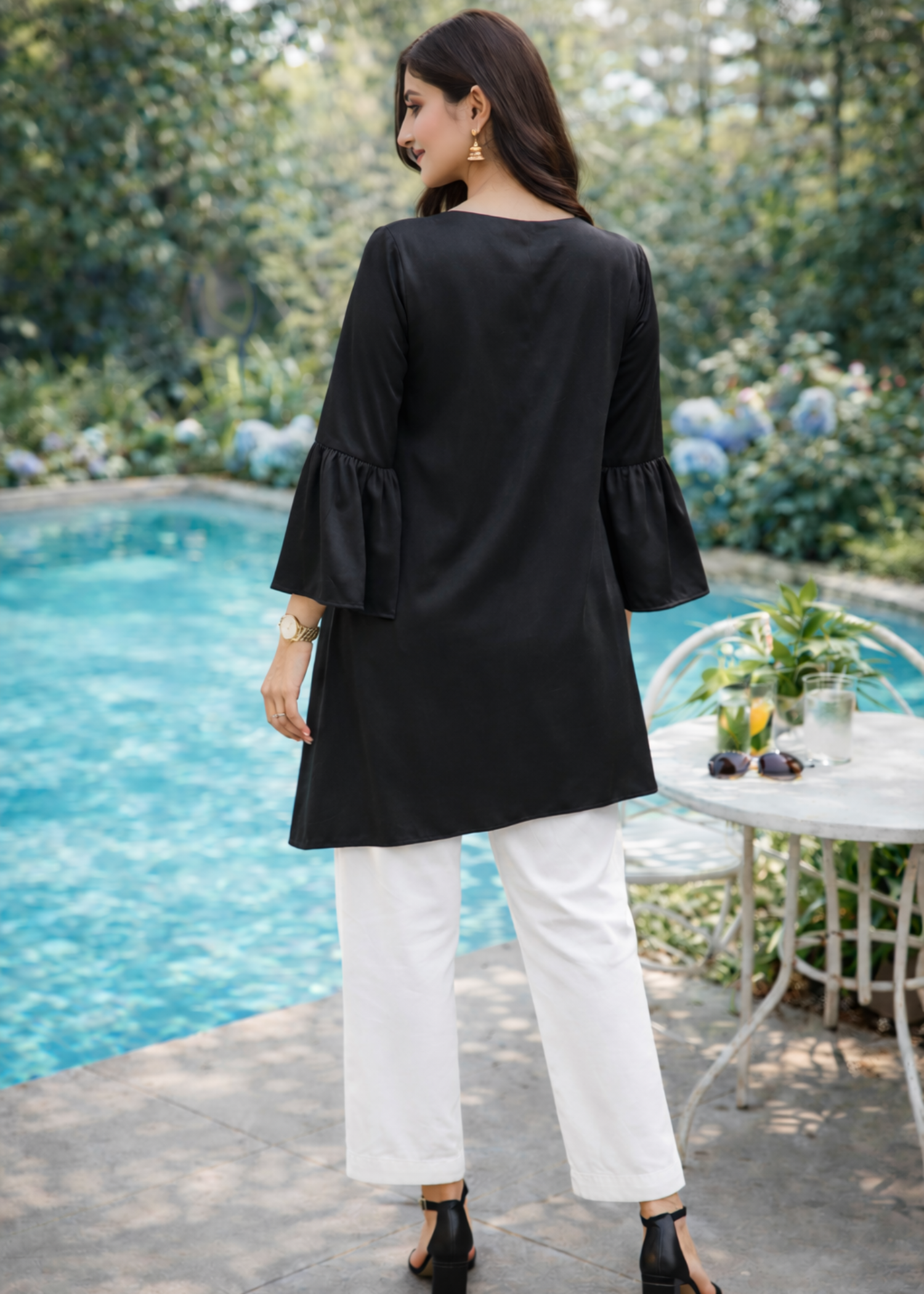 silk Tunic in Black