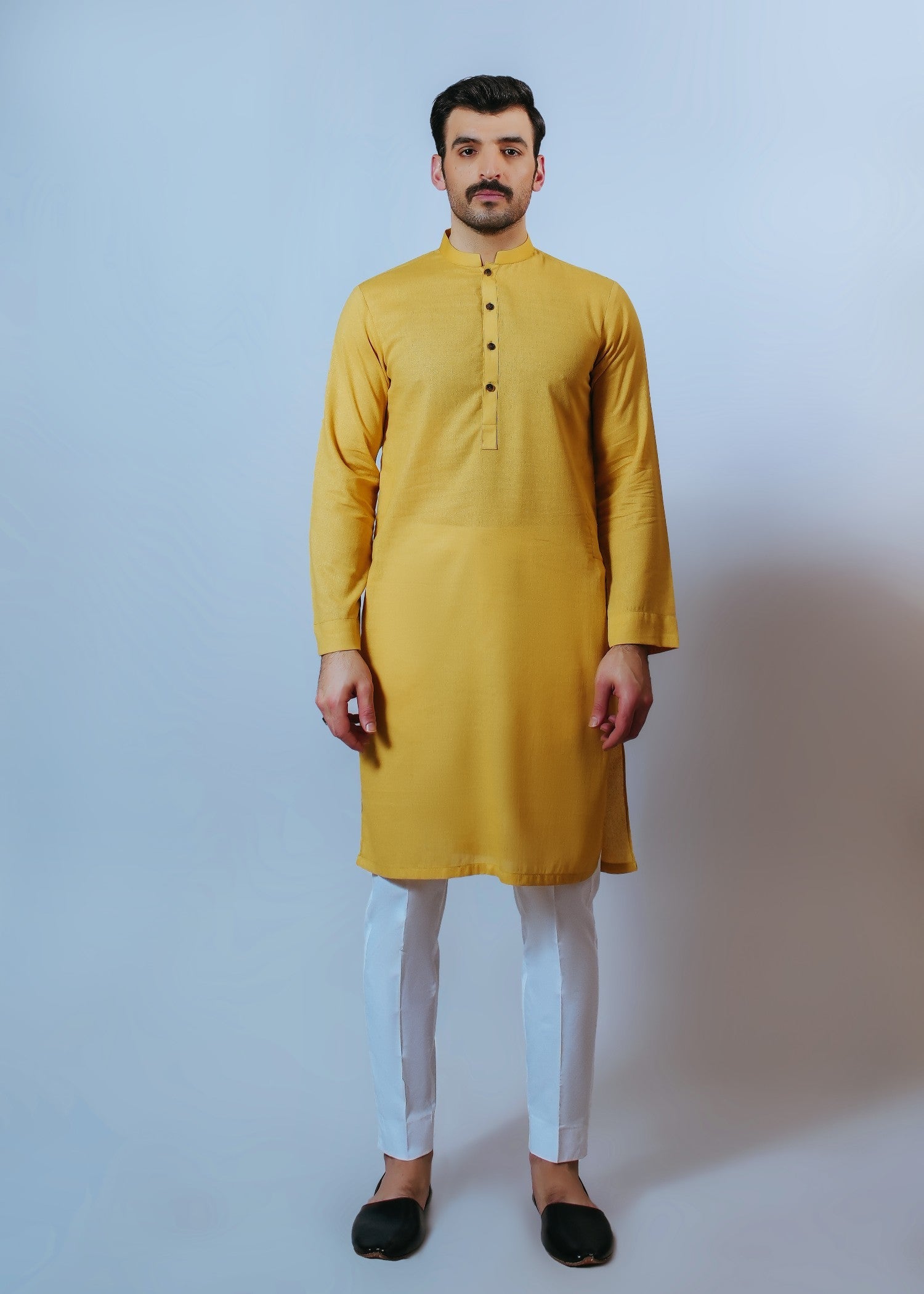 lawn karandi Kurta in Mustard