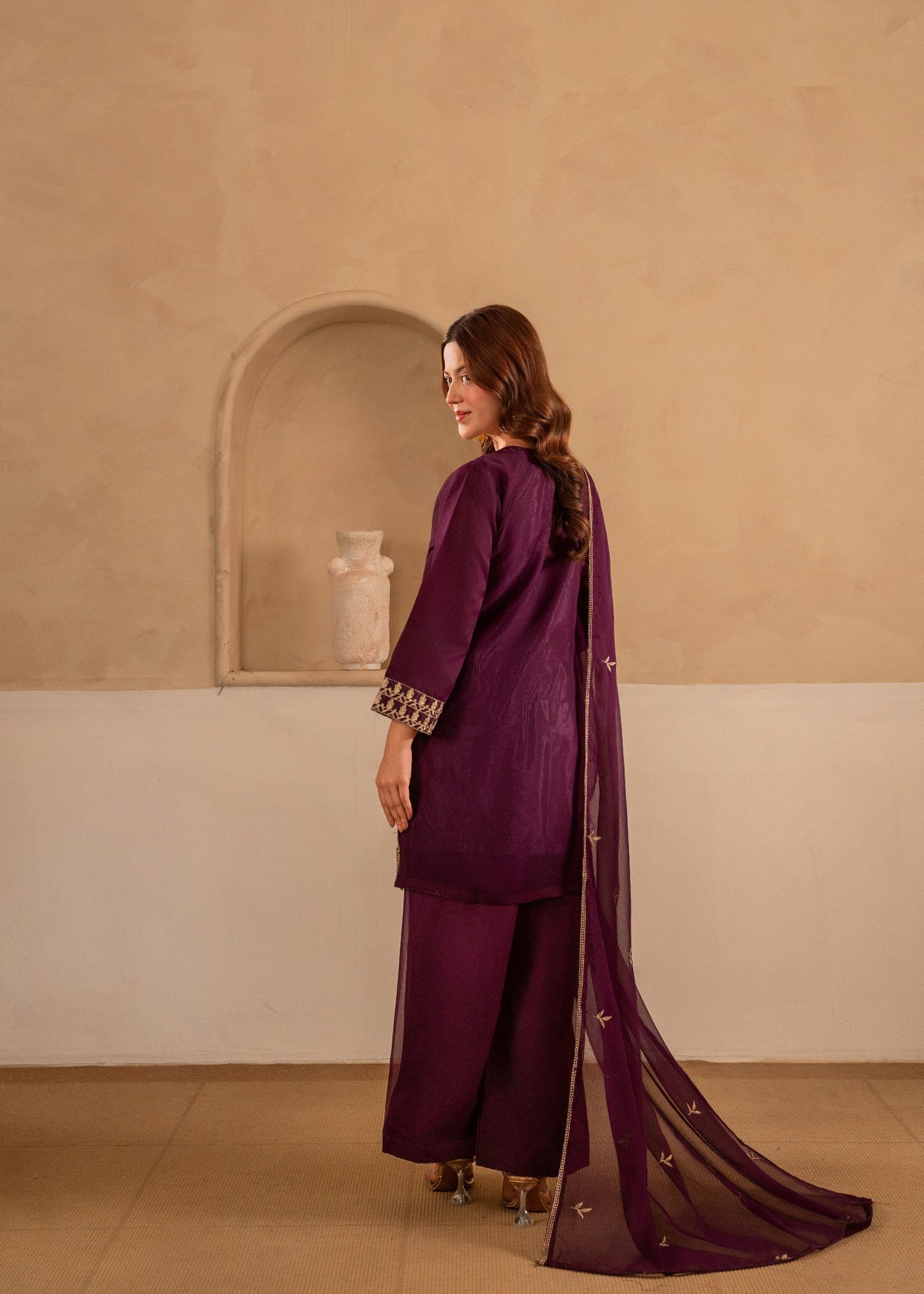 chiffon Kurta Set in Purple