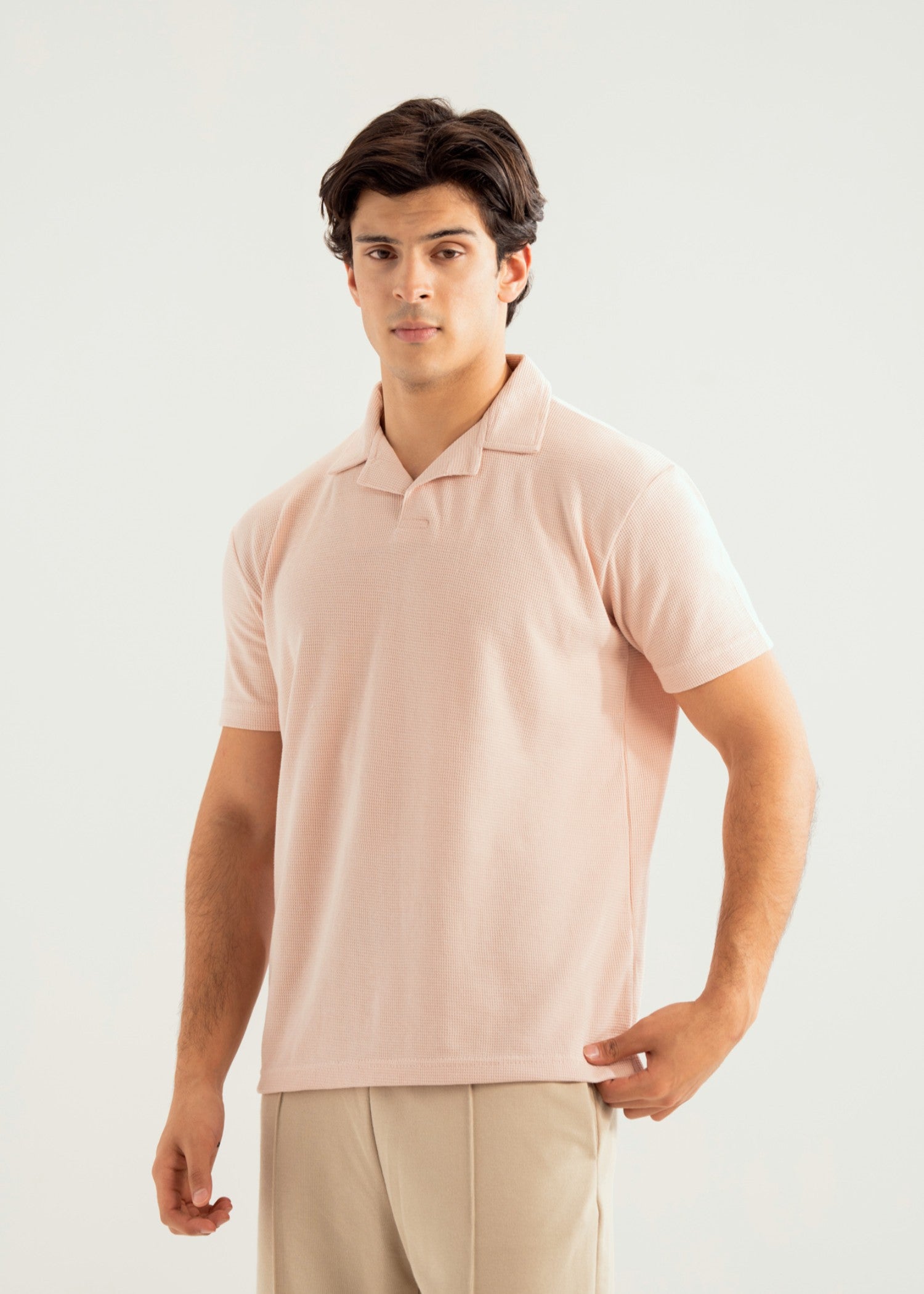 cotton Polo Shirt in Pastel pink