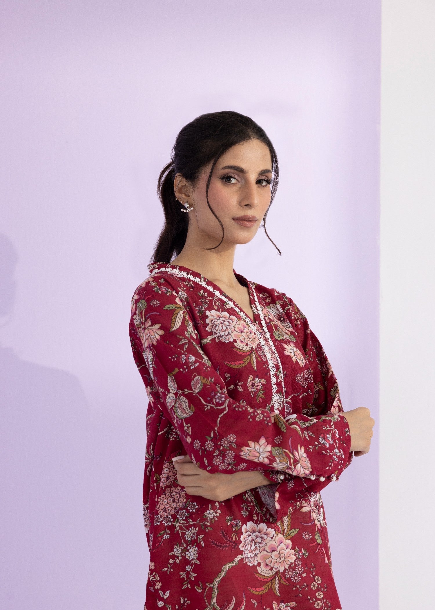 khaddar Kurti in Maroon