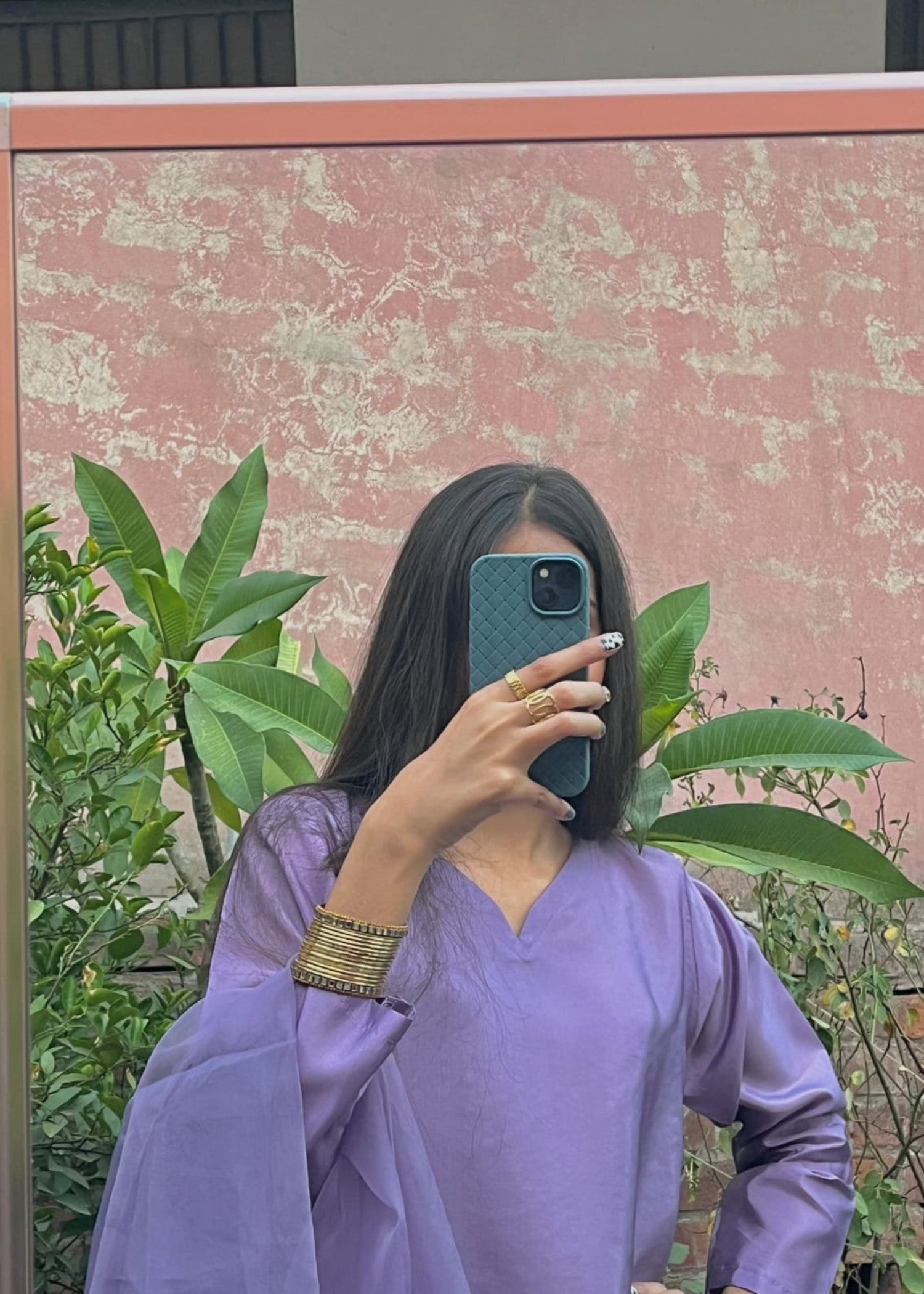 poly silk Kurta Set in Lilac