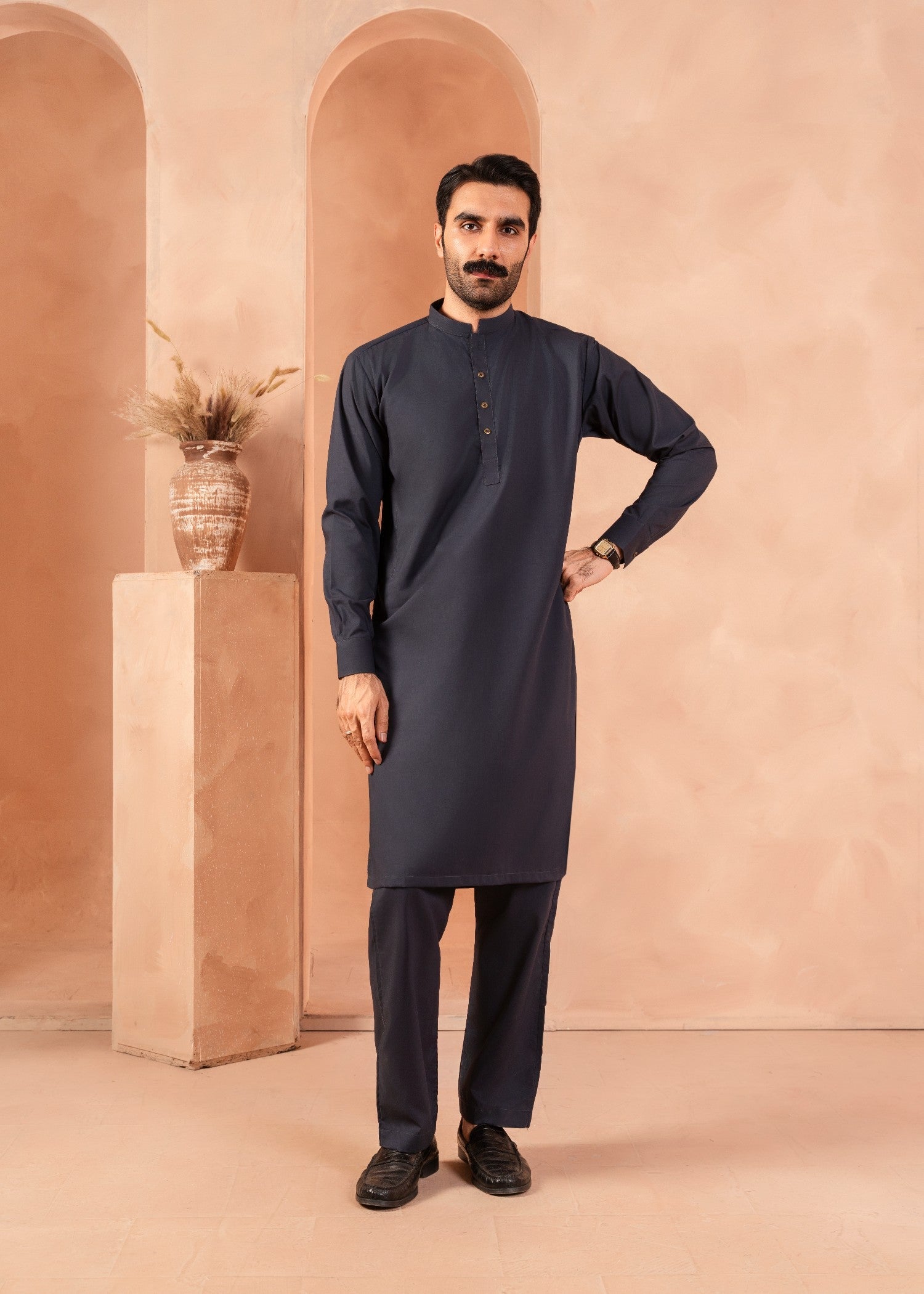 wash & wear Kurta Set in Dark blue