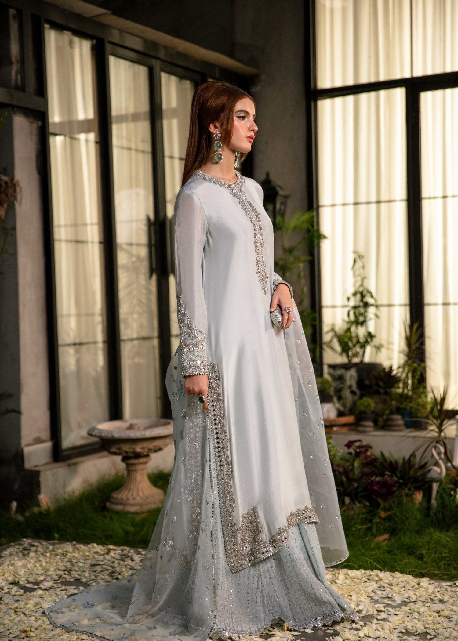 silk Sharara in Ash grey