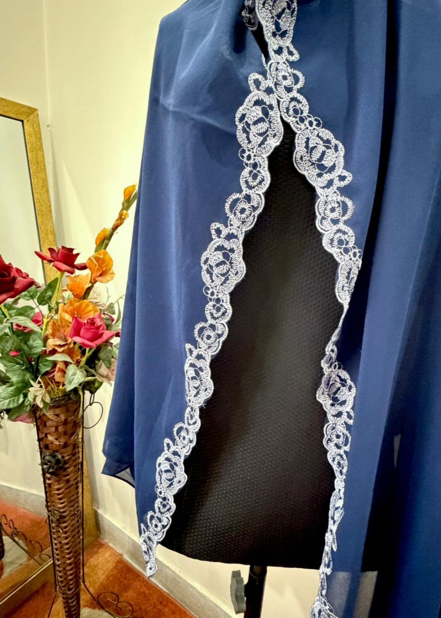 georgette chiffon Hijab in Blue jay