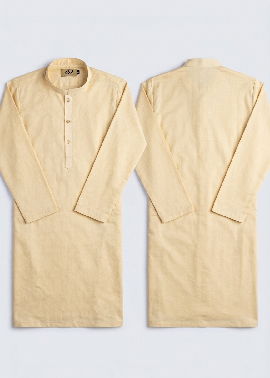 cotton jacquard Kurta in Cream