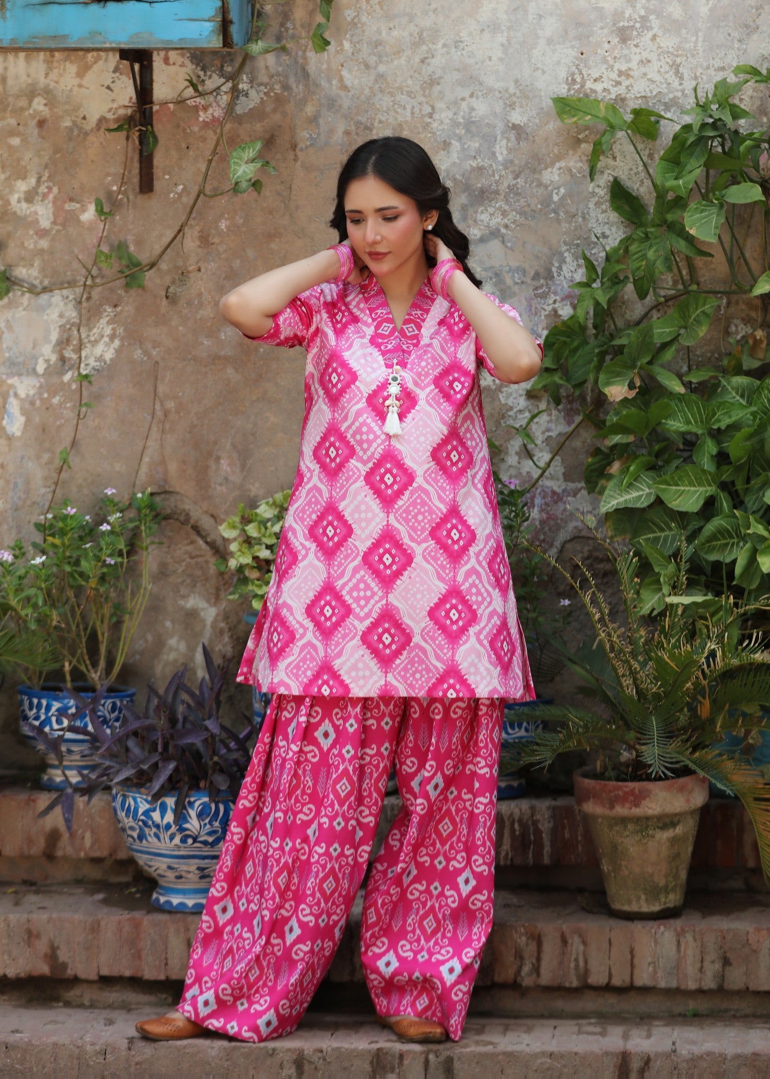 lawn Unstitched in Bubblegum pink, shocking pink