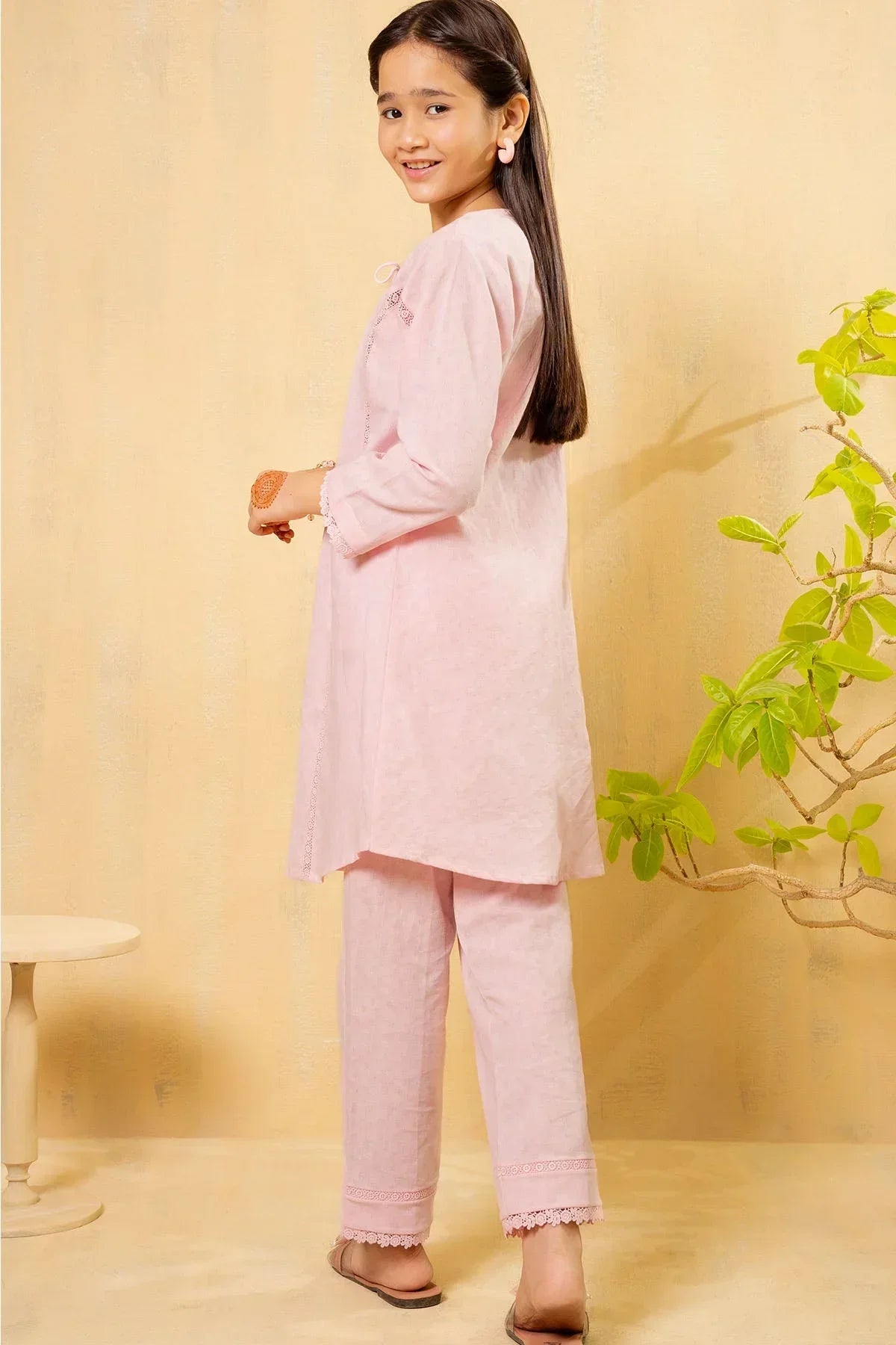chambray Short Frock in Pink