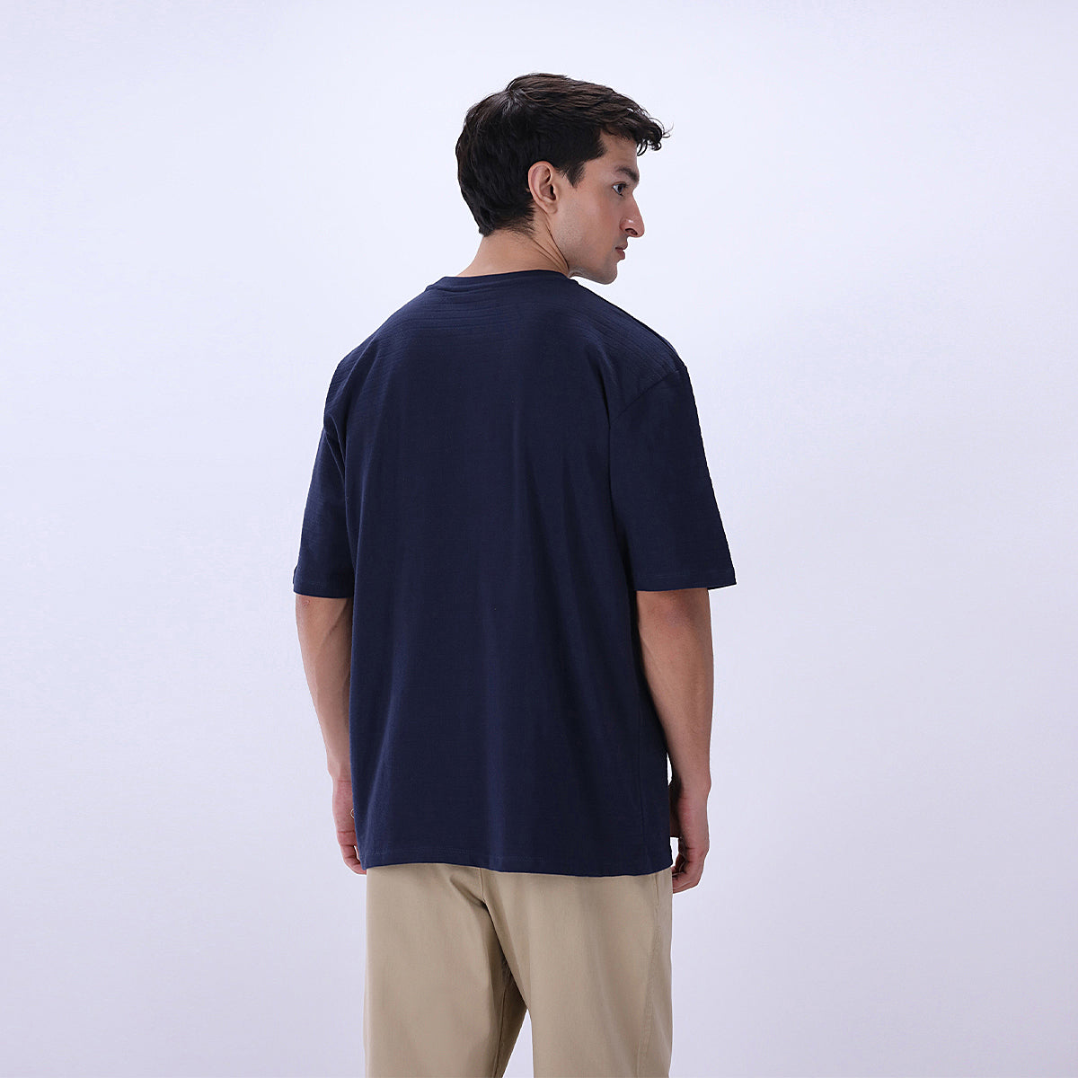 cotton dobby T Shirt in Navy blue