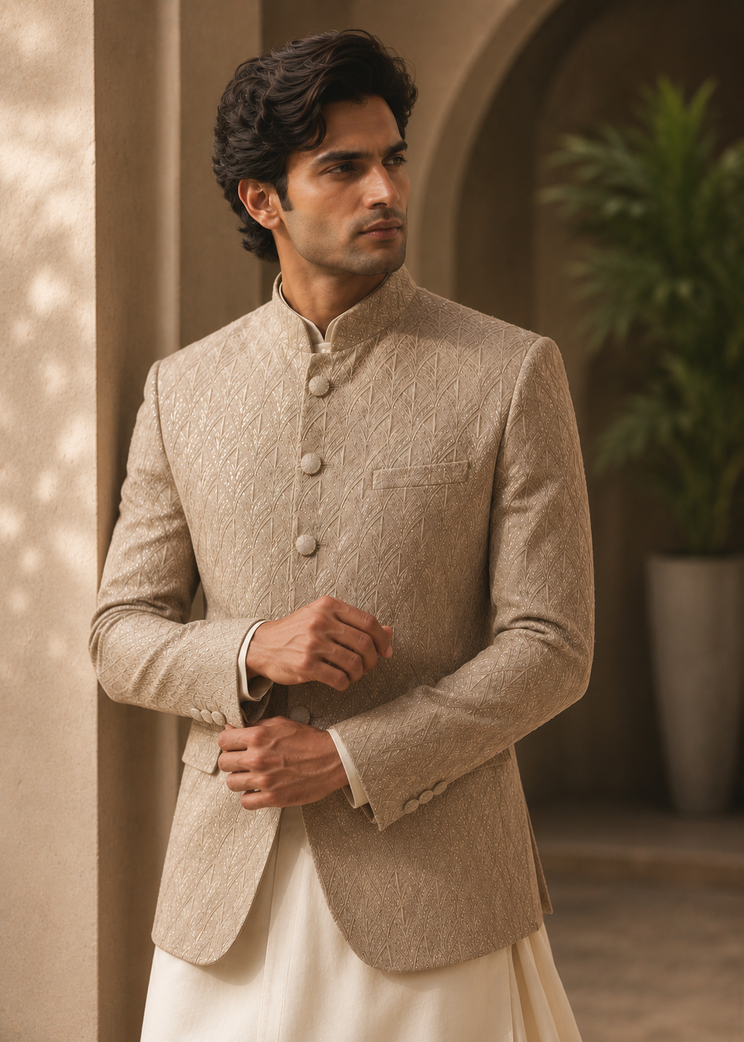 silk Prince Coat in Tan brown