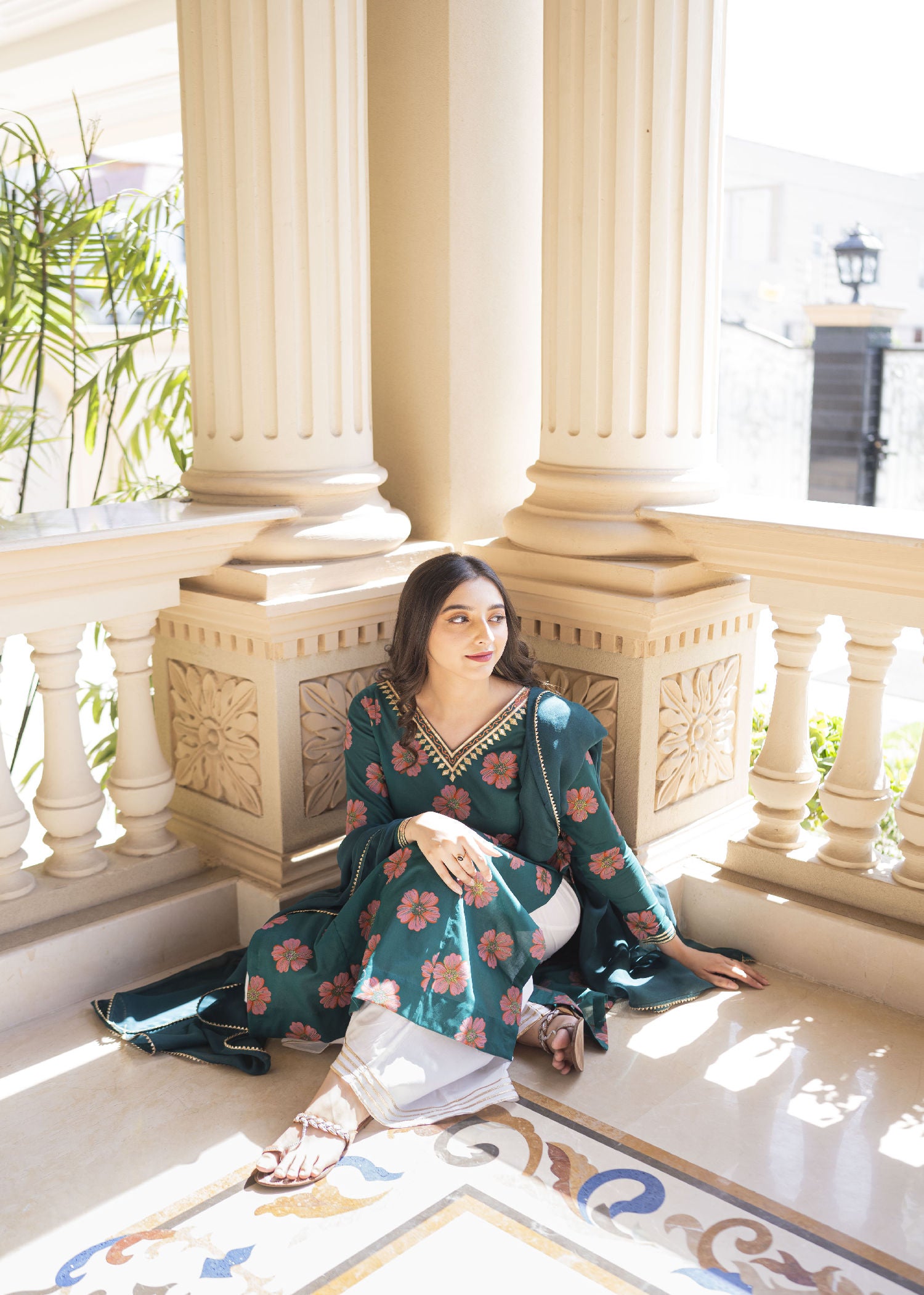 lawn Kurti in Teal