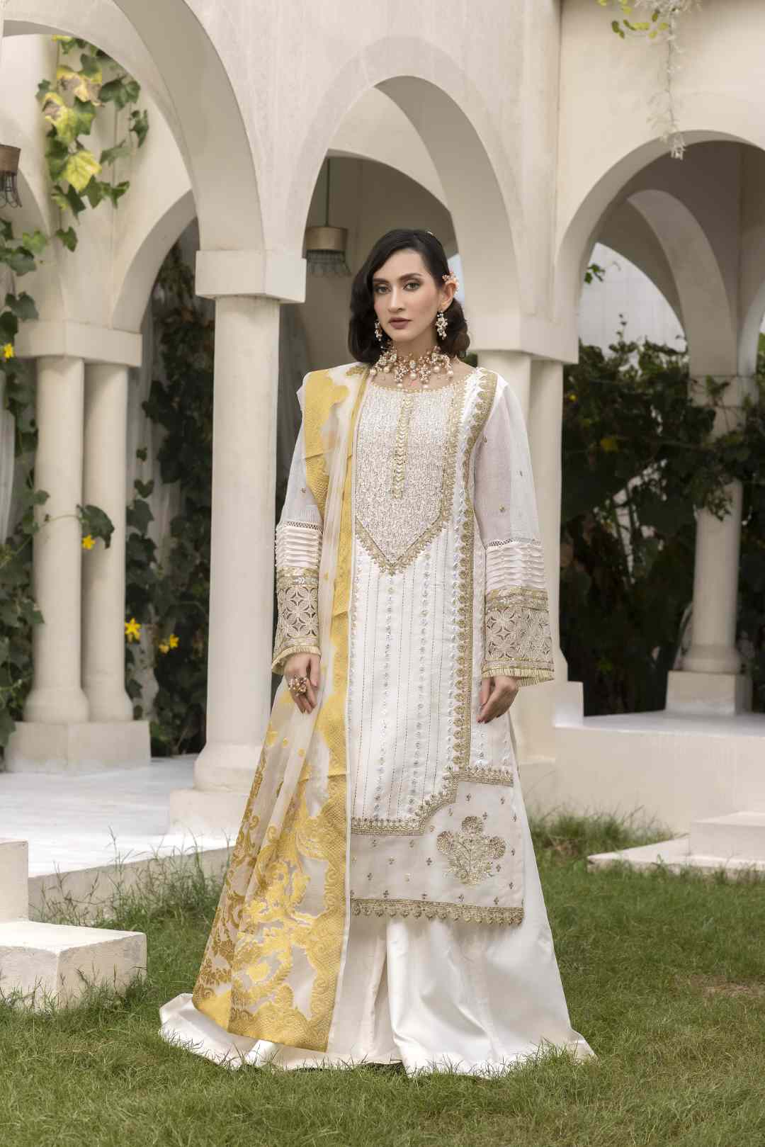 cotton satin Sharara in White