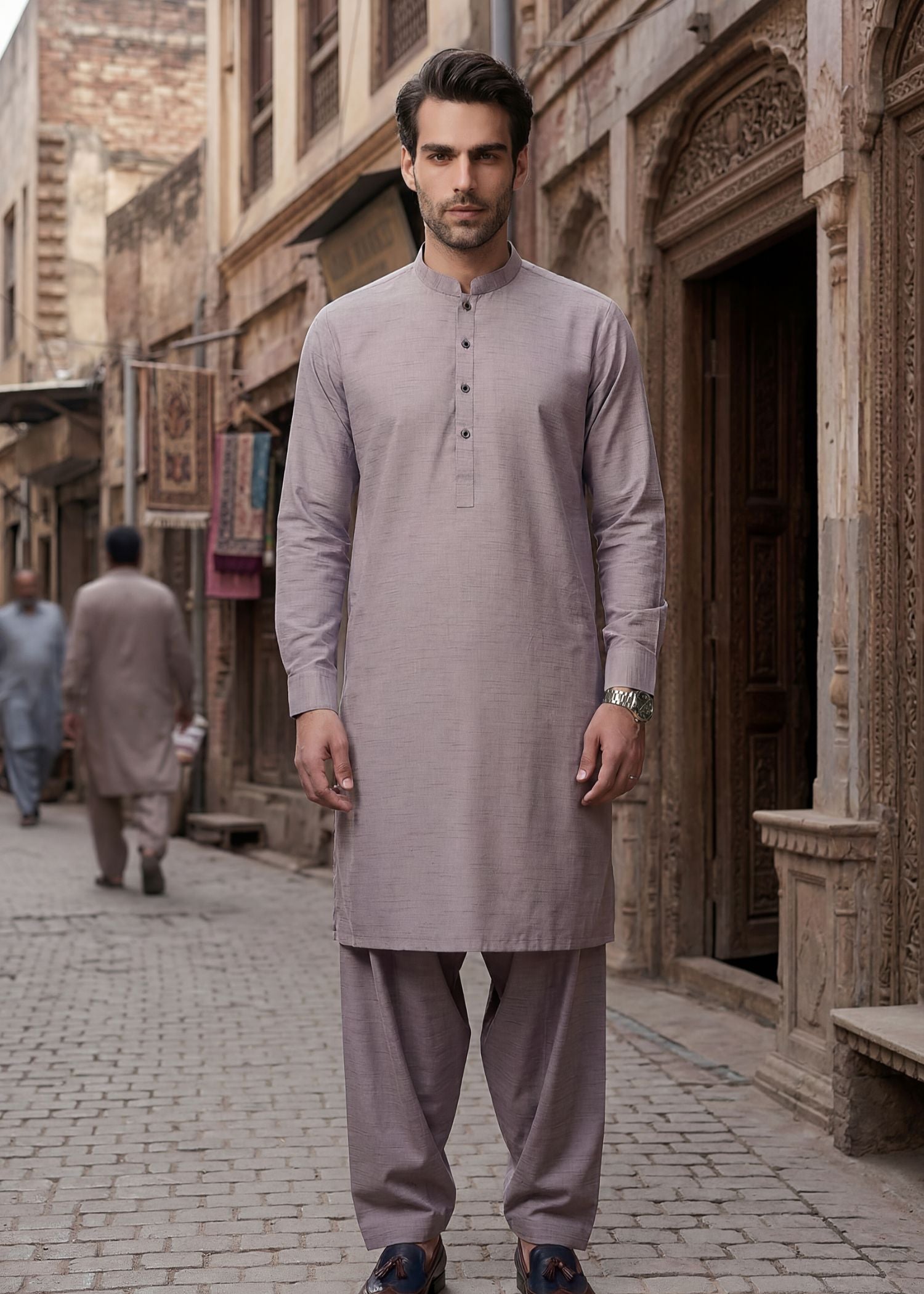 cotton Shalwar Kameez in Lavender grey