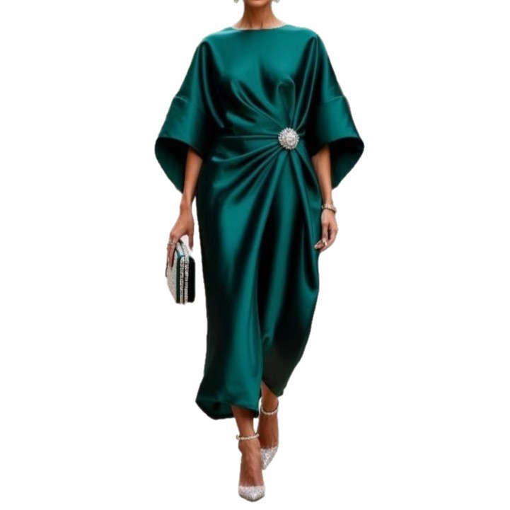 Women's Commuting Elegant Elegant Flower Beads Decorative Satin Design Dress