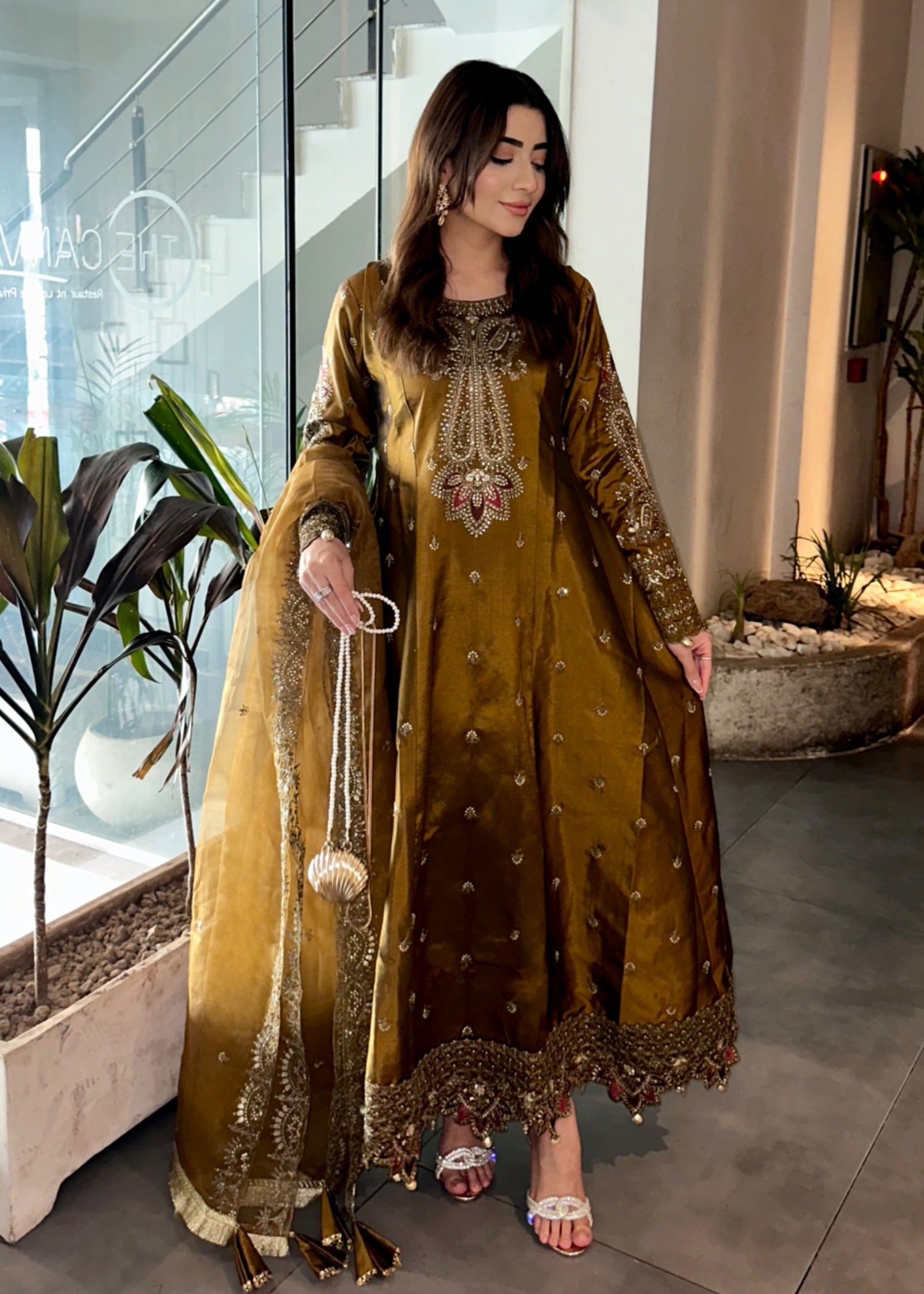silk Maxi in Golden brown