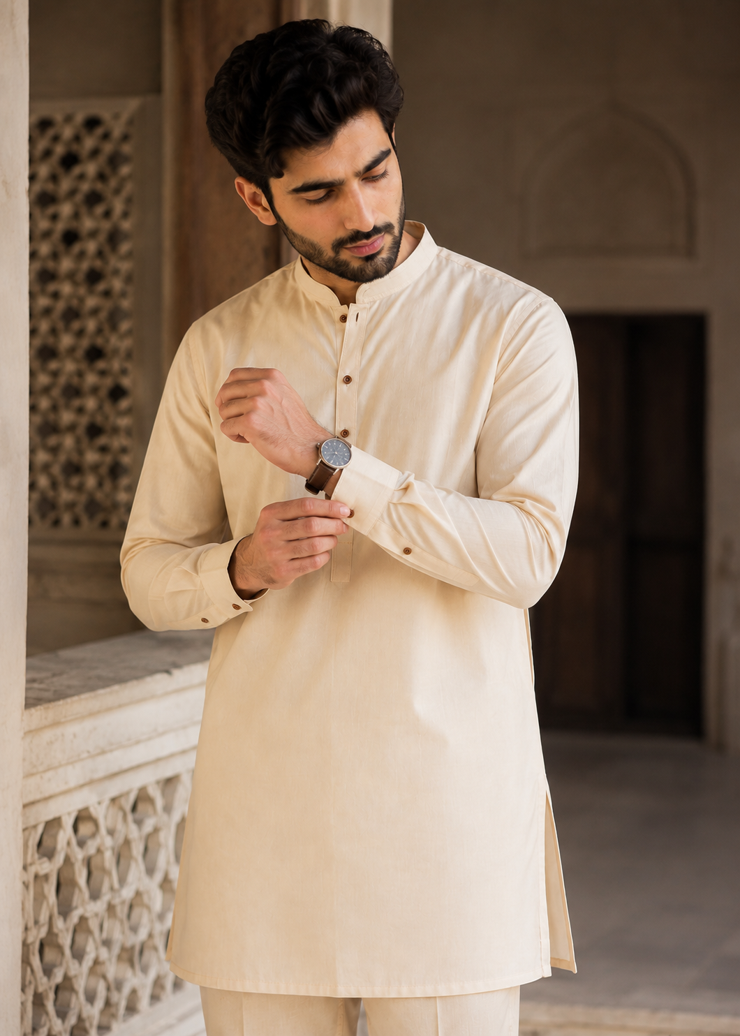 cotton Kurta Set in Peach pink