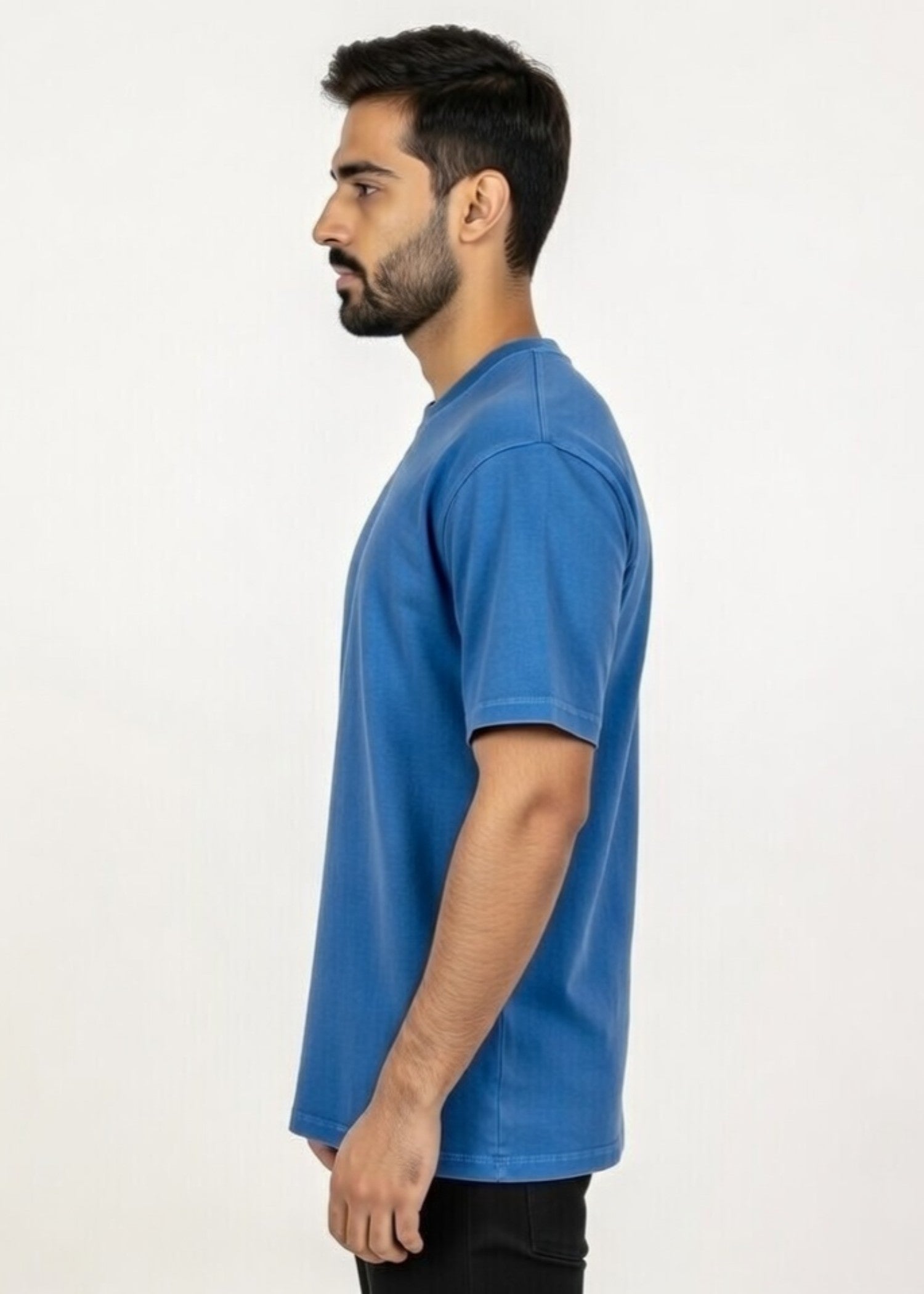 single jersey knit T Shirt in Blue