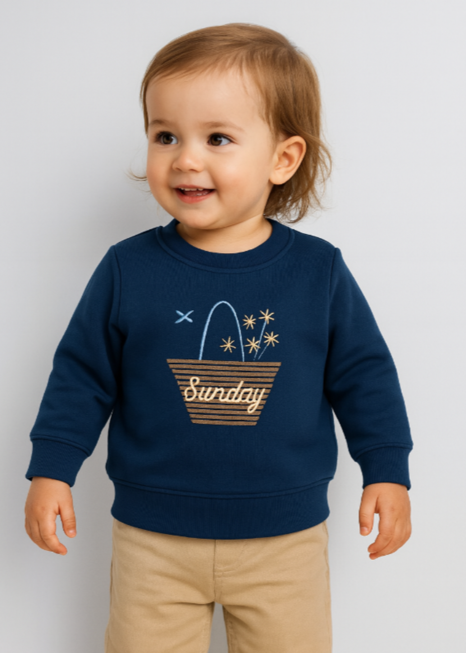 french terry Sweatshirt in Navy blue