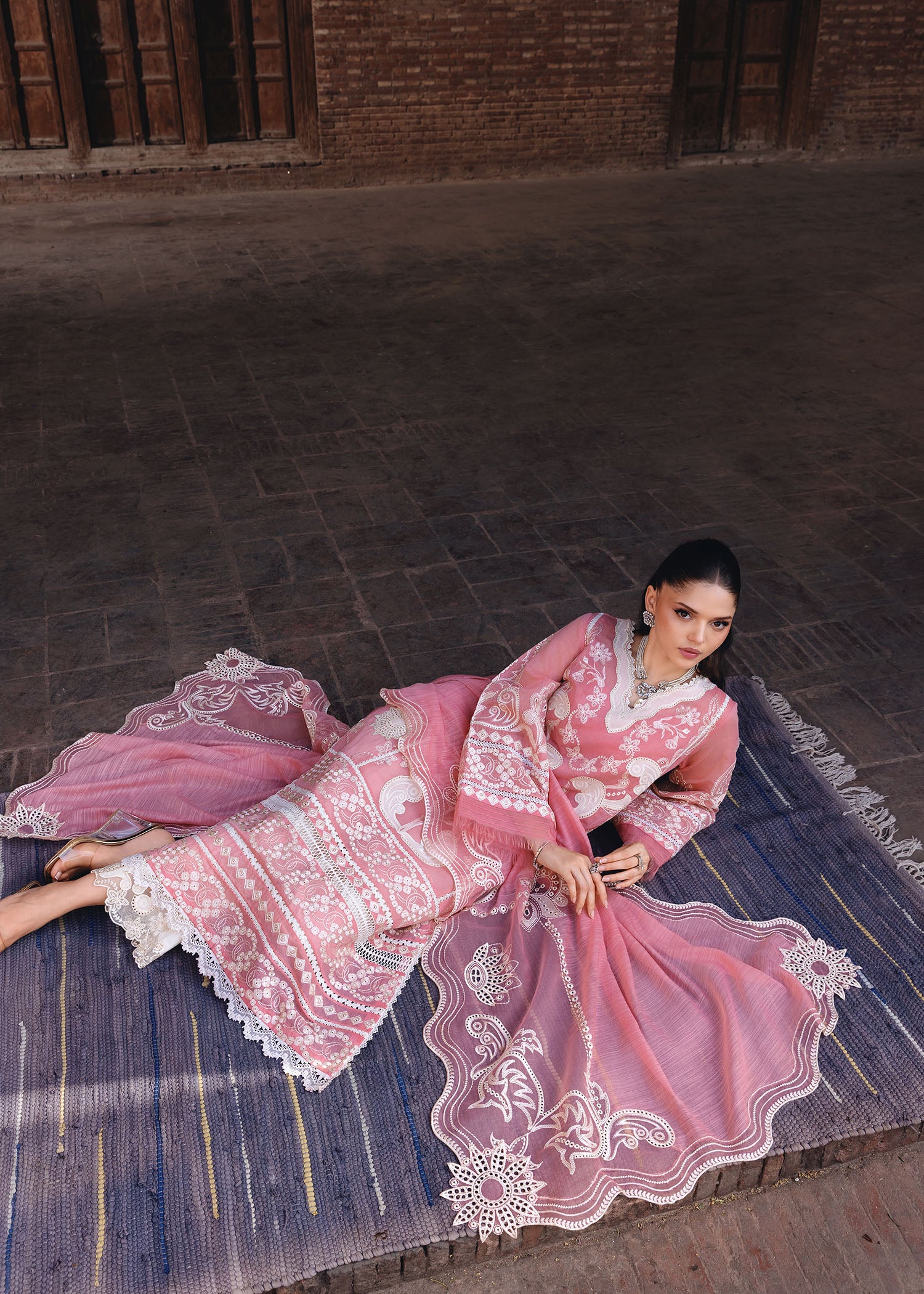 paper lawn Kurta Set in Blush pink