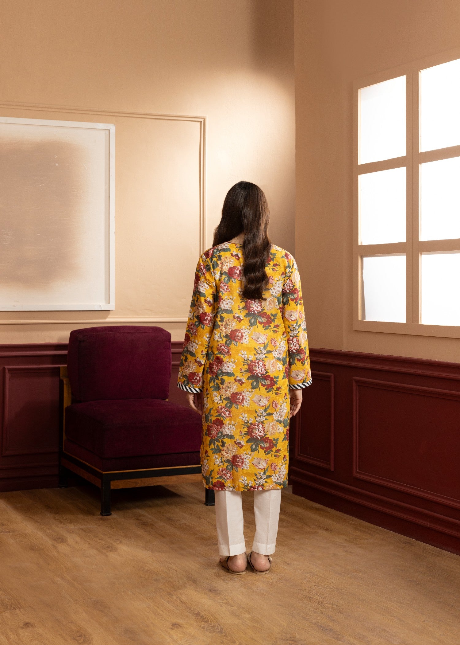 lawn Kurti in Mustard
