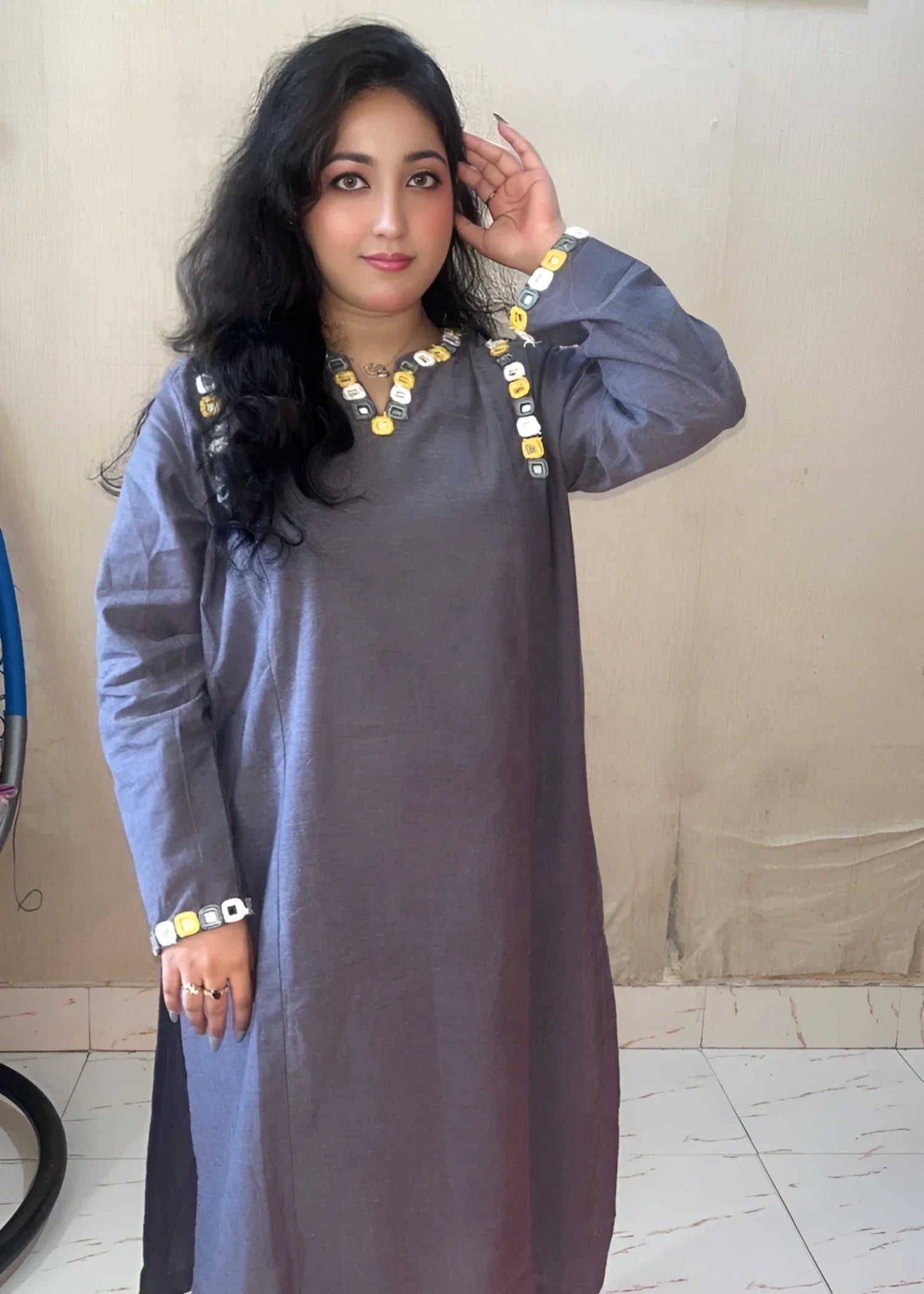 cotton Kurta Set in Slate black