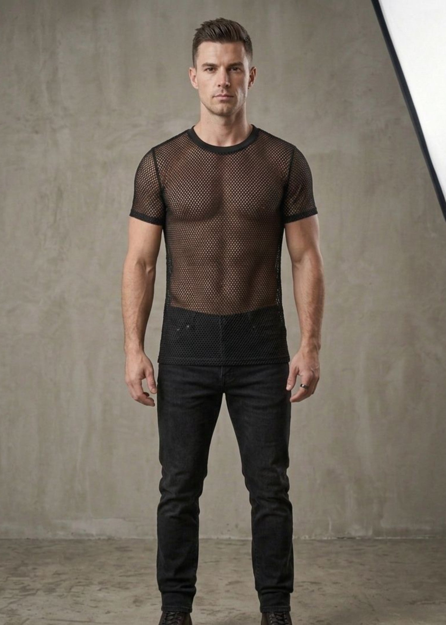 pearl mesh net T Shirt in Black