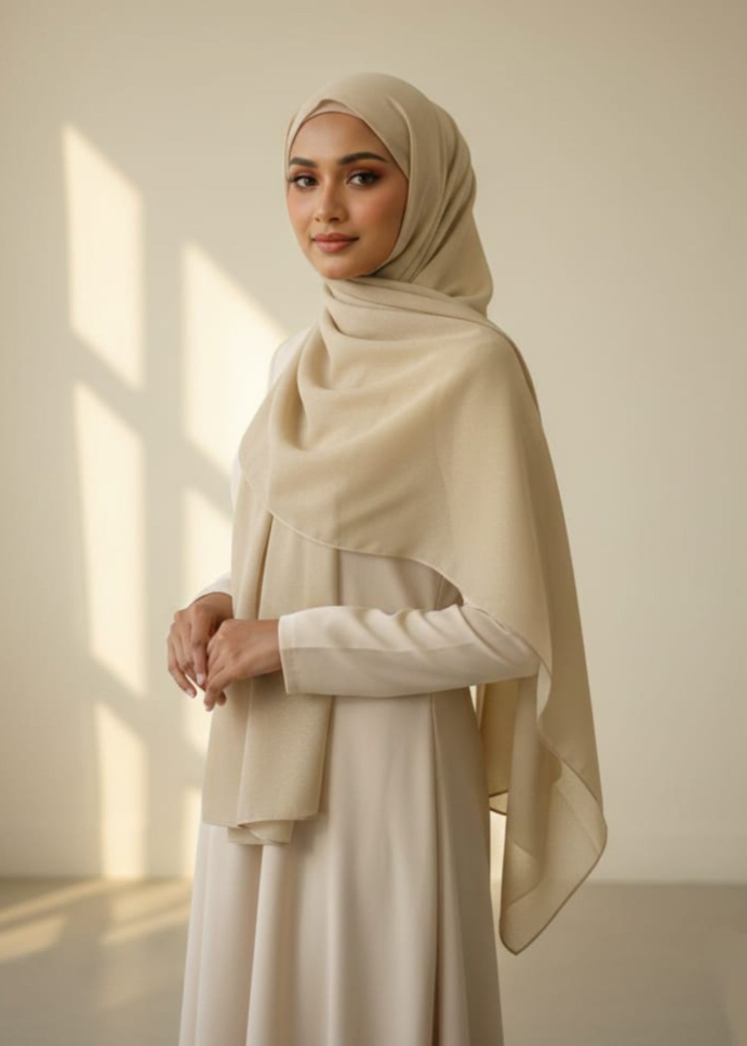 georgette Hijab in Cream