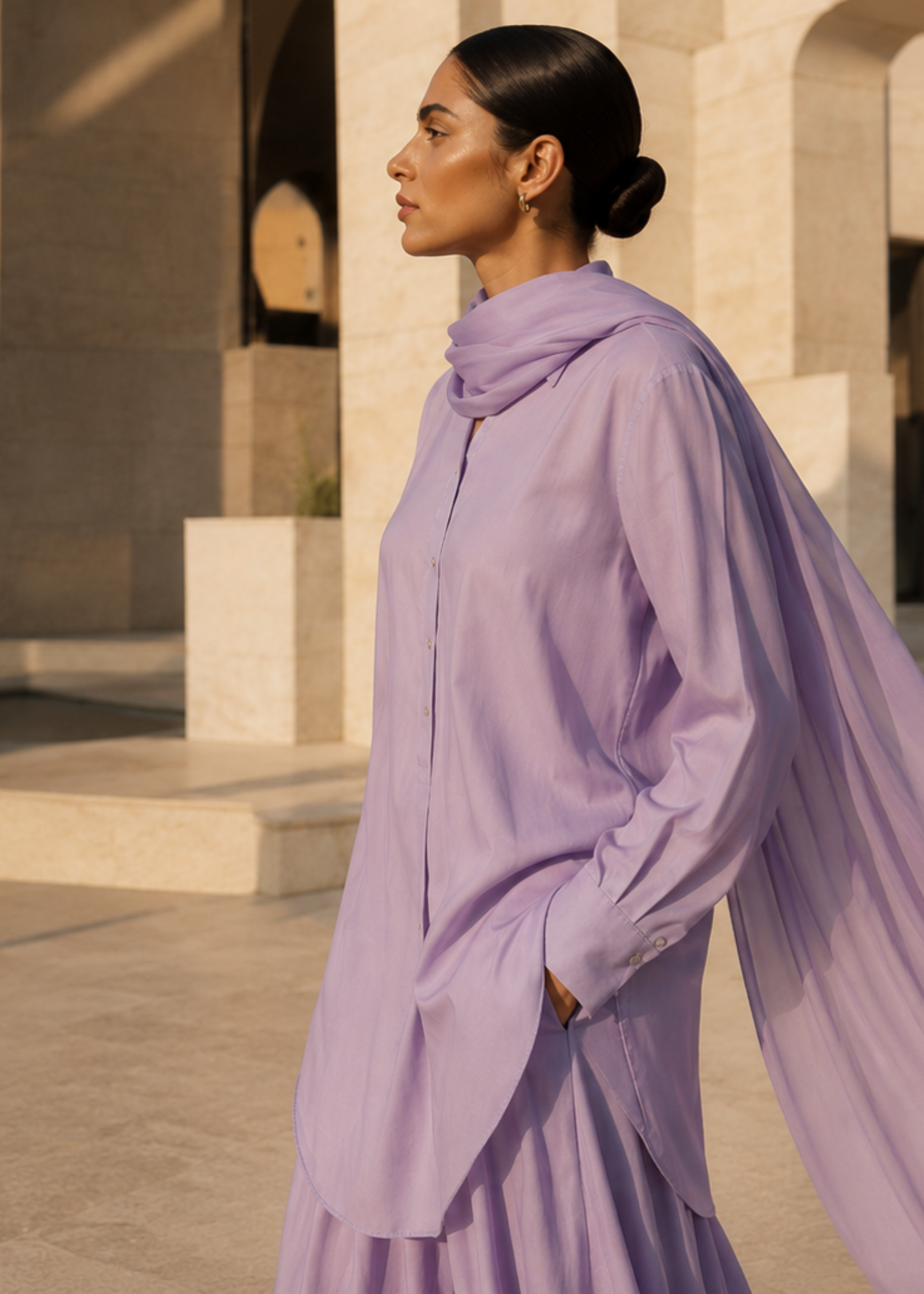 pure cotton Kurta Set in Lilac