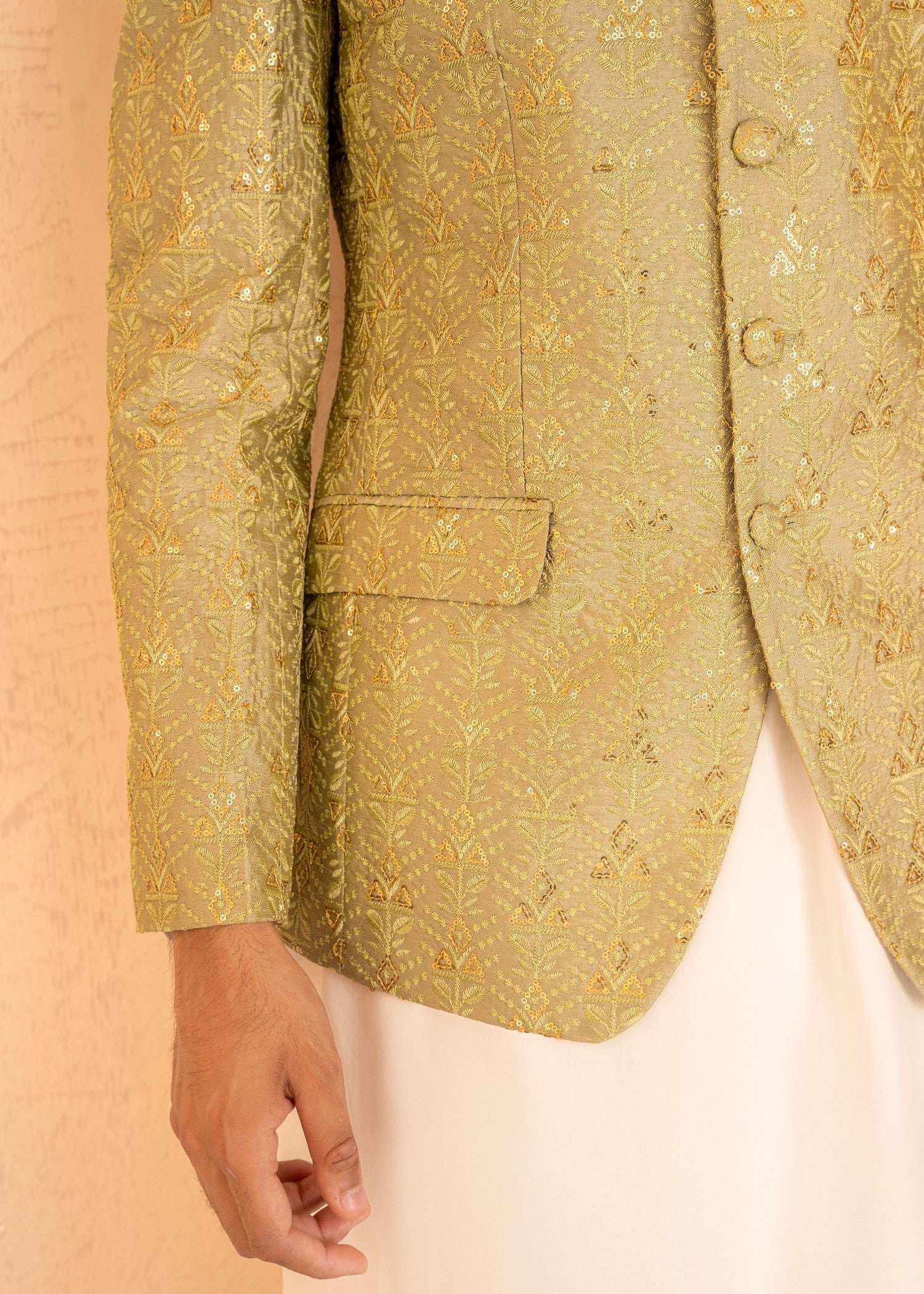 raw silk Prince Coat in Apple green by Yes the instyle