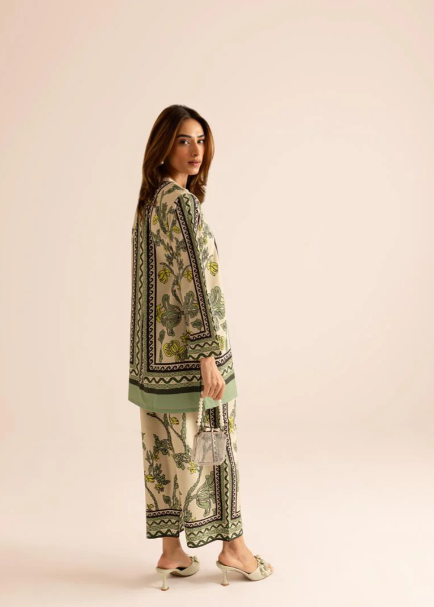 poly lawn Co Ord Sets in Tea green