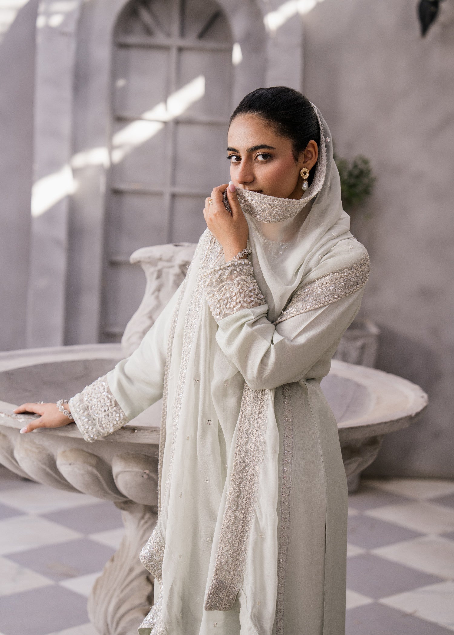 raw silk Kurta Set in Silver