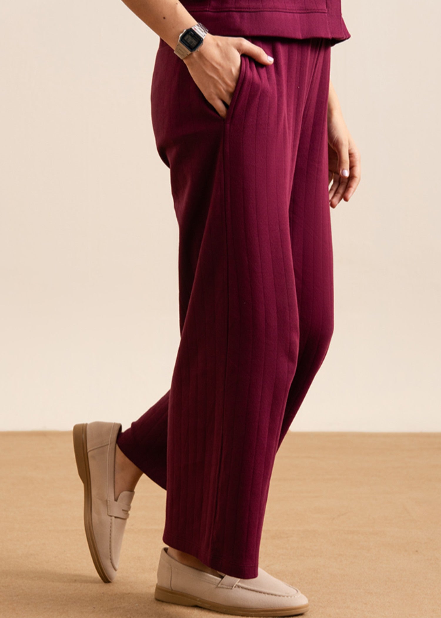 cotton Trousers in Wine