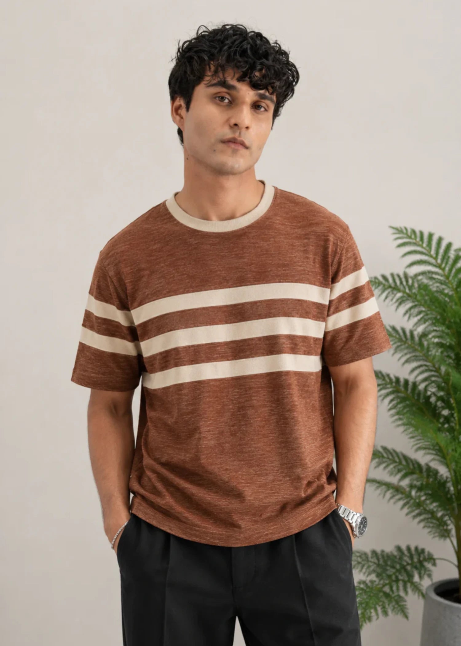 cotton T Shirt in Rustic brown