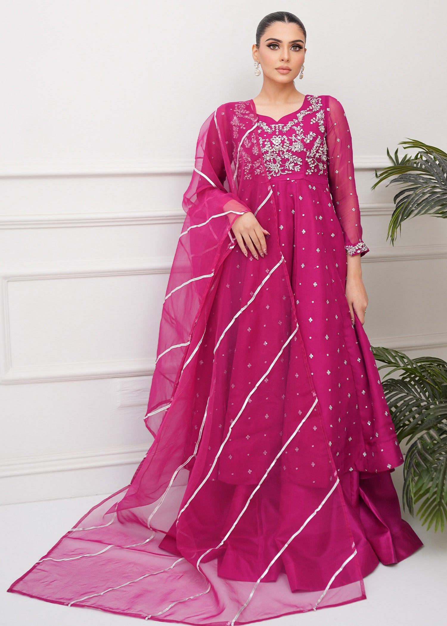 chiffon Lehenga in Bubblegum pink
