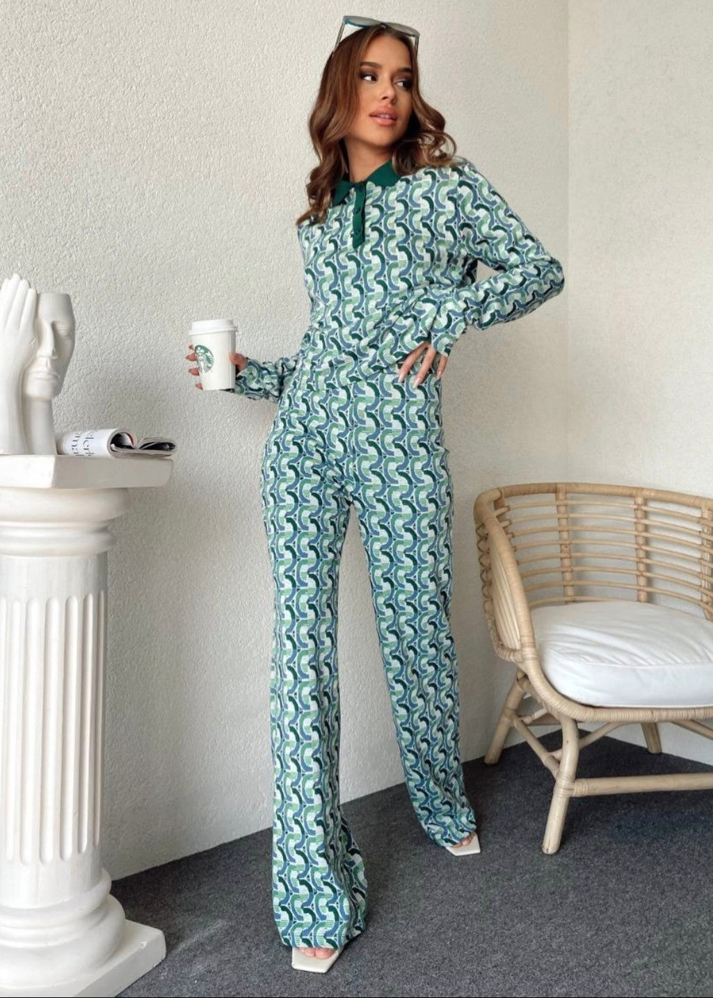 wool Co Ord Sets in Sea green