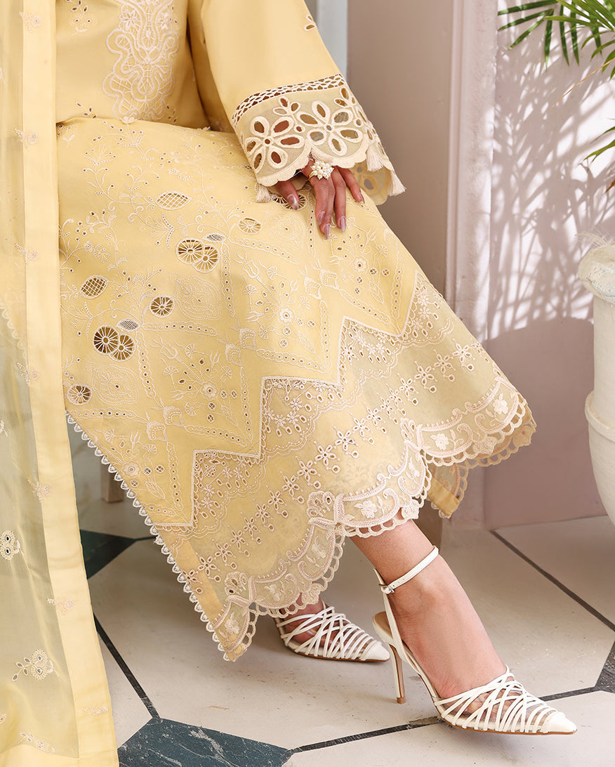 Veil of Summer Chikankari Lawn Edit – Lumiere Yellow