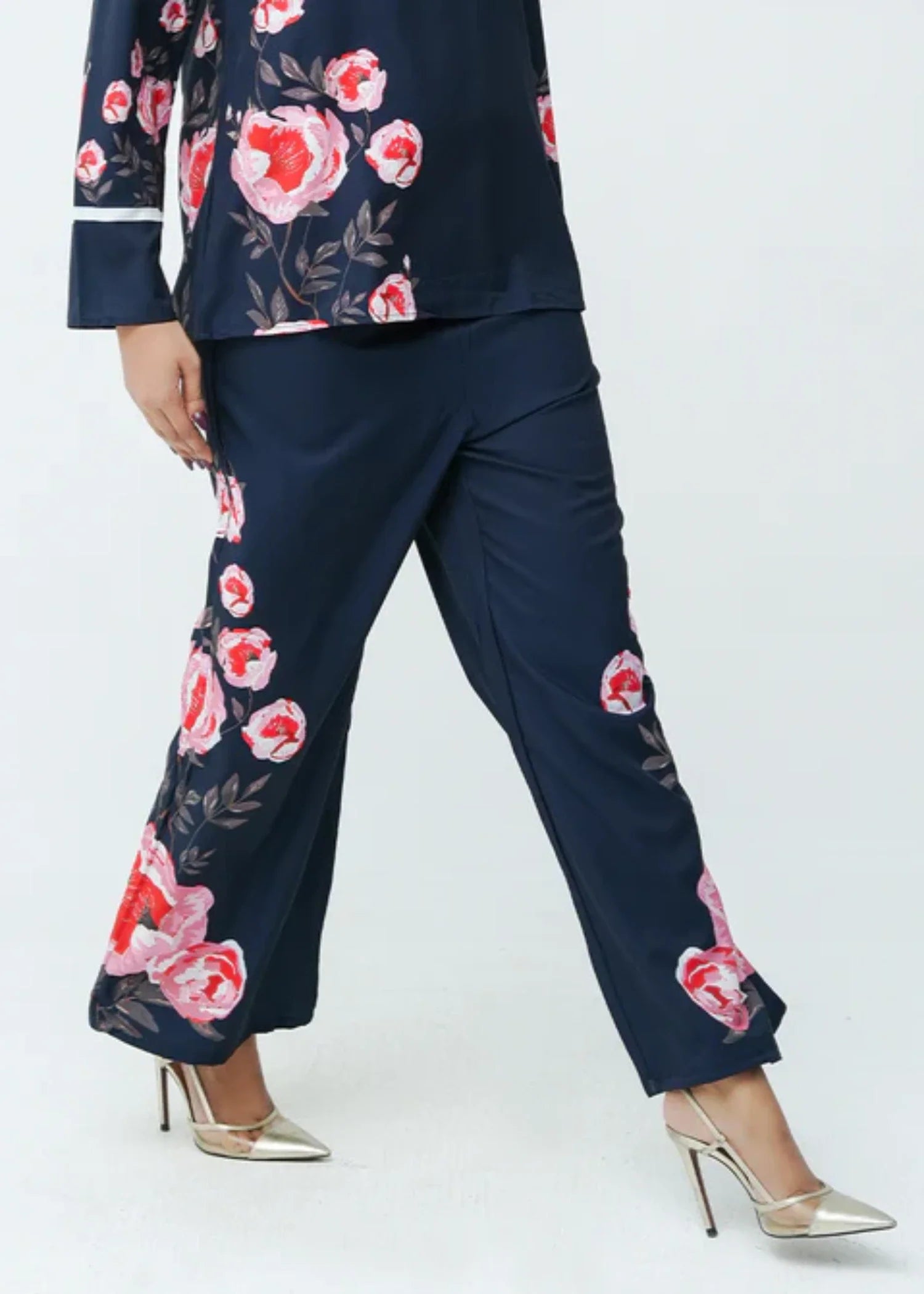 blended satin polyester Co ord Sets in Navy blue