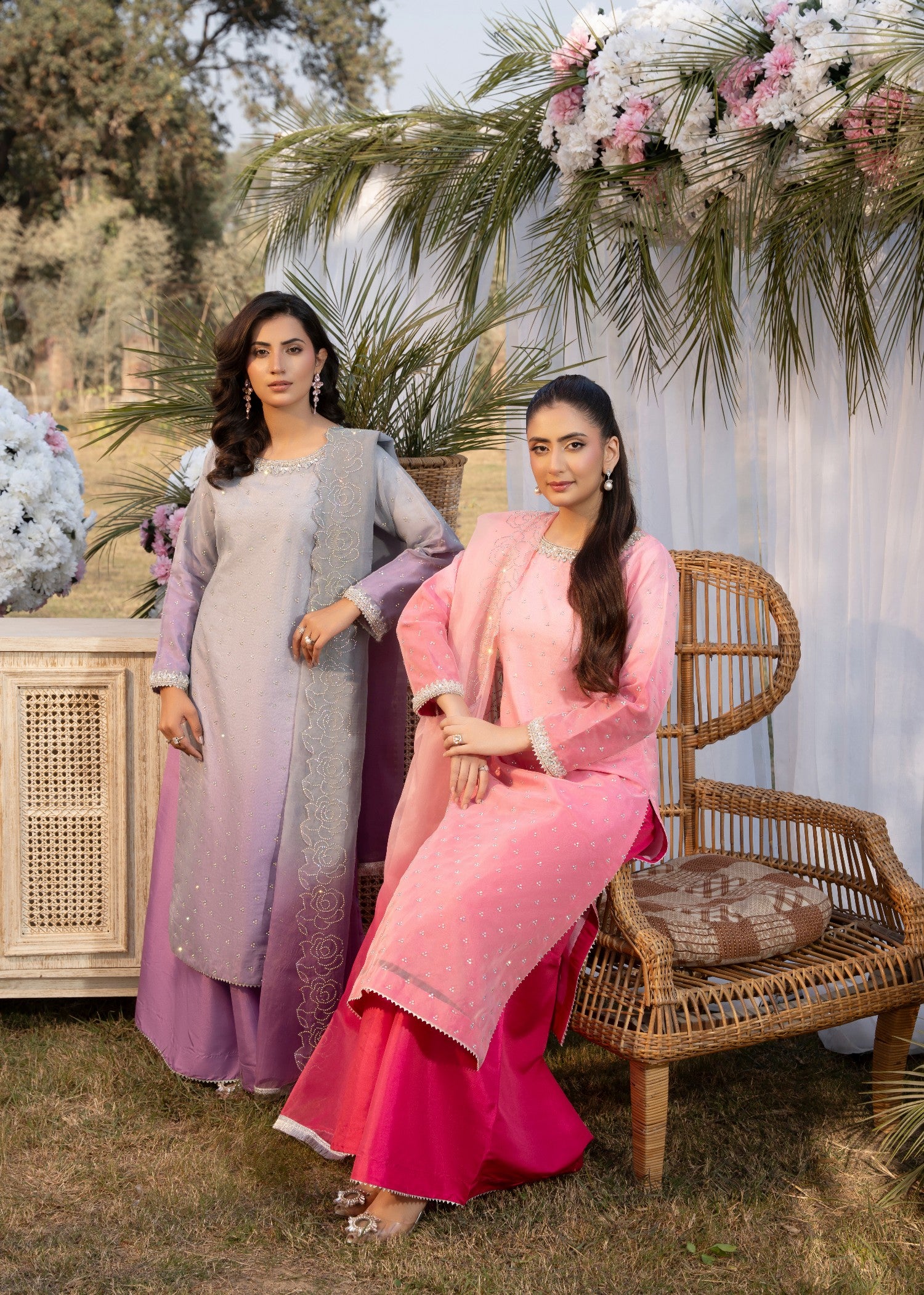 organza Kurta Set in Bubblegum pink