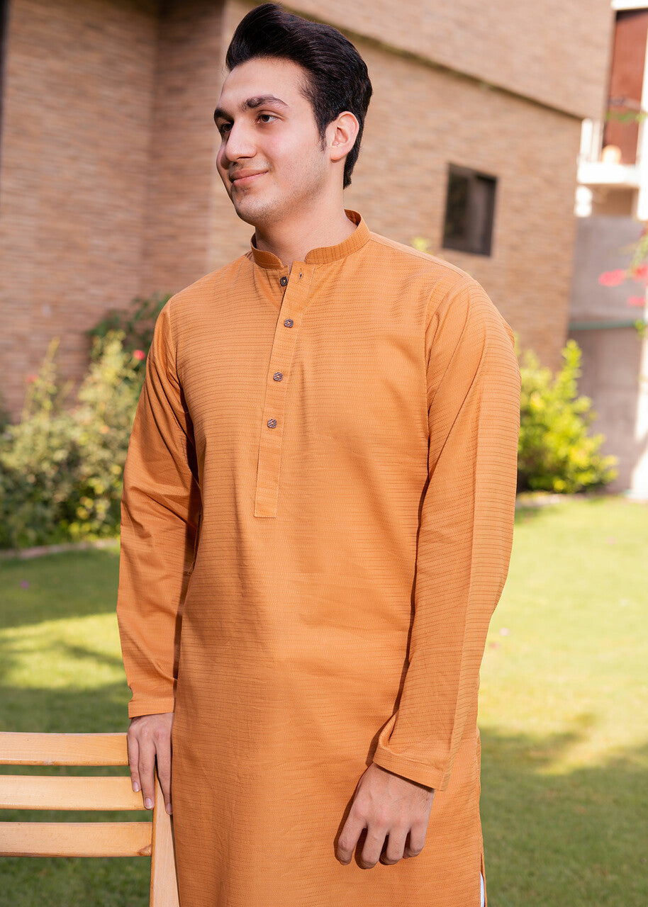 wash & wear Kurta Set in Marmalade orange