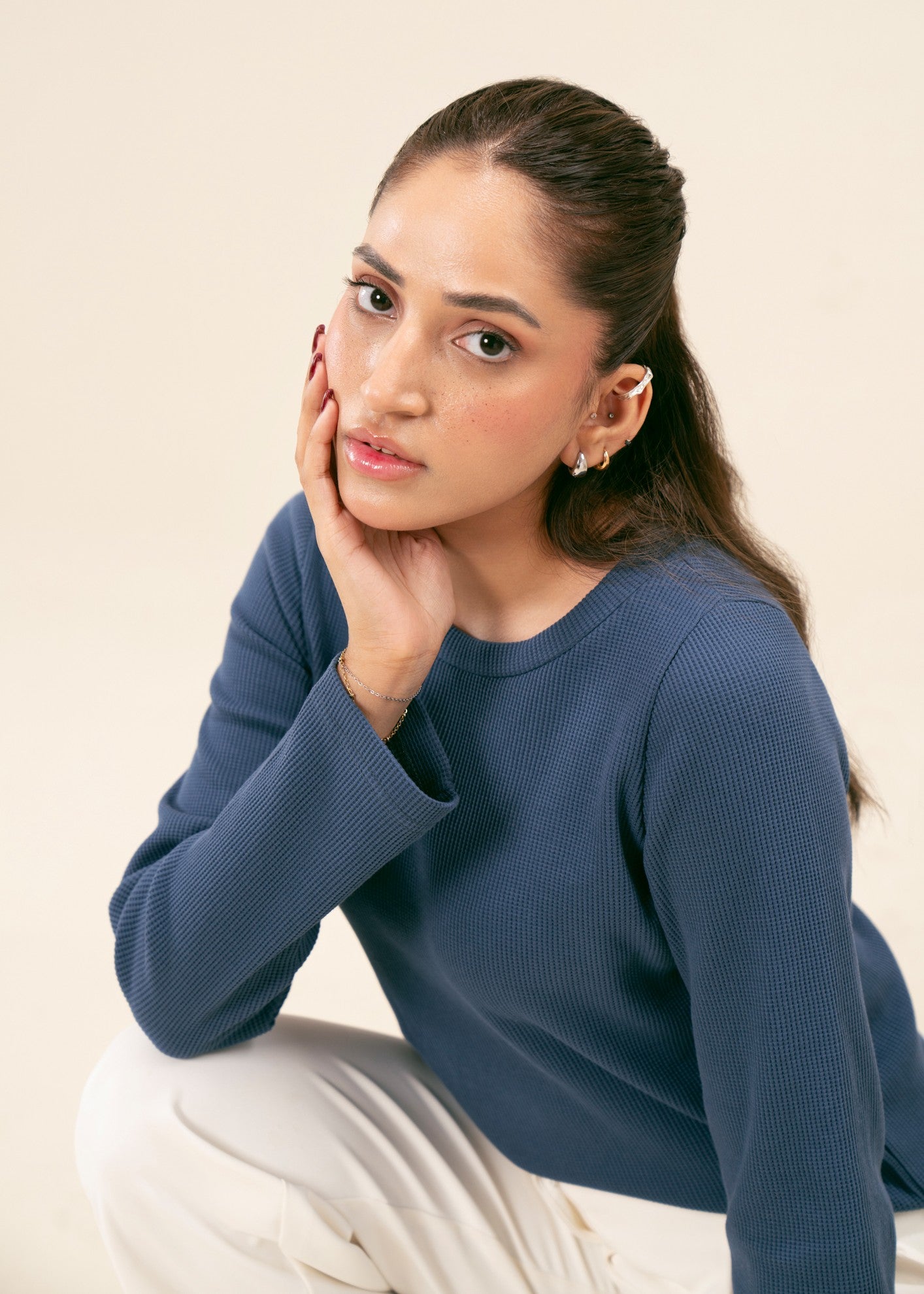 cotton viscose Sweater in Blue
