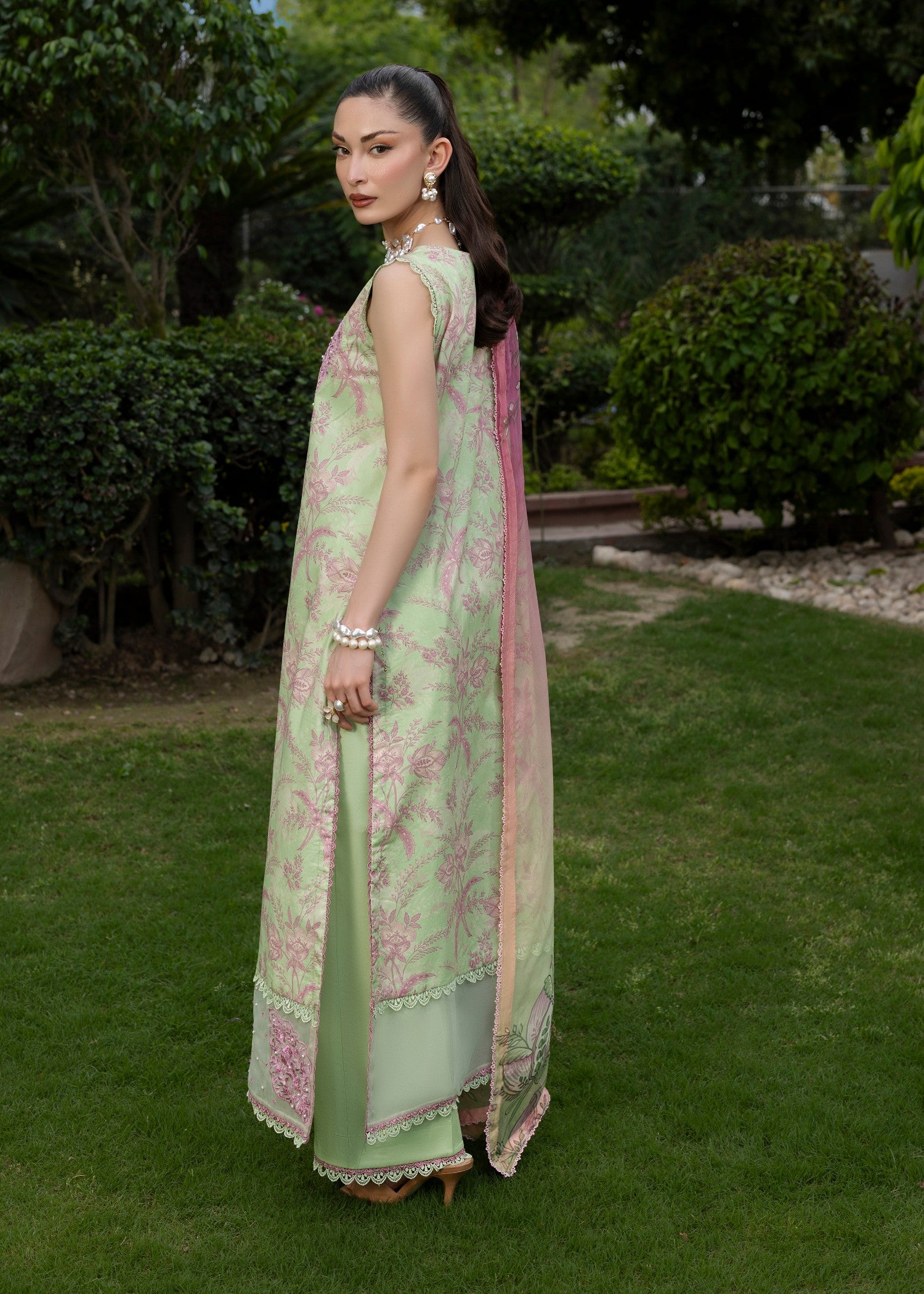 lawn Unstitched in Pistachio green