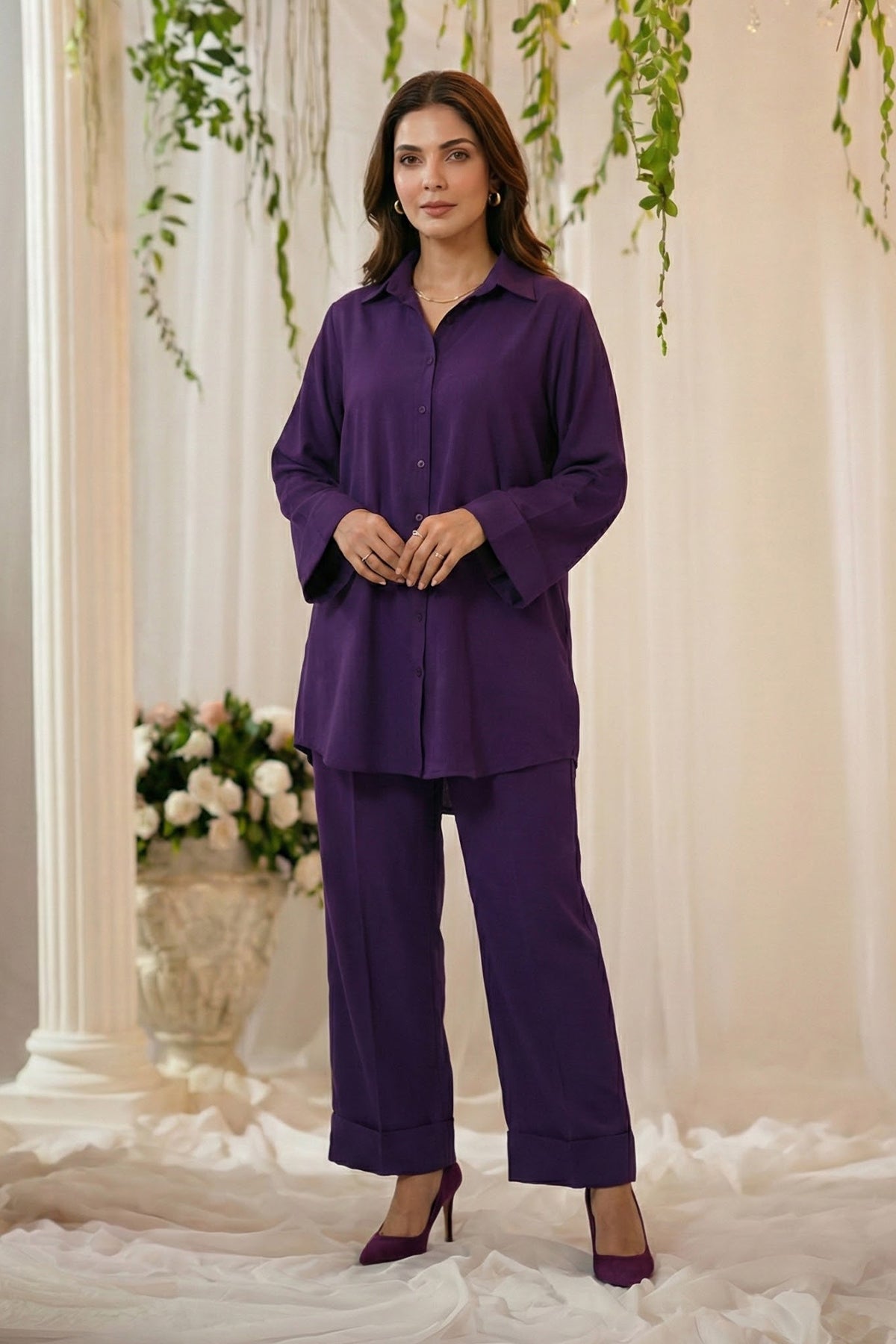 georgette Co Ord Sets in Purple
