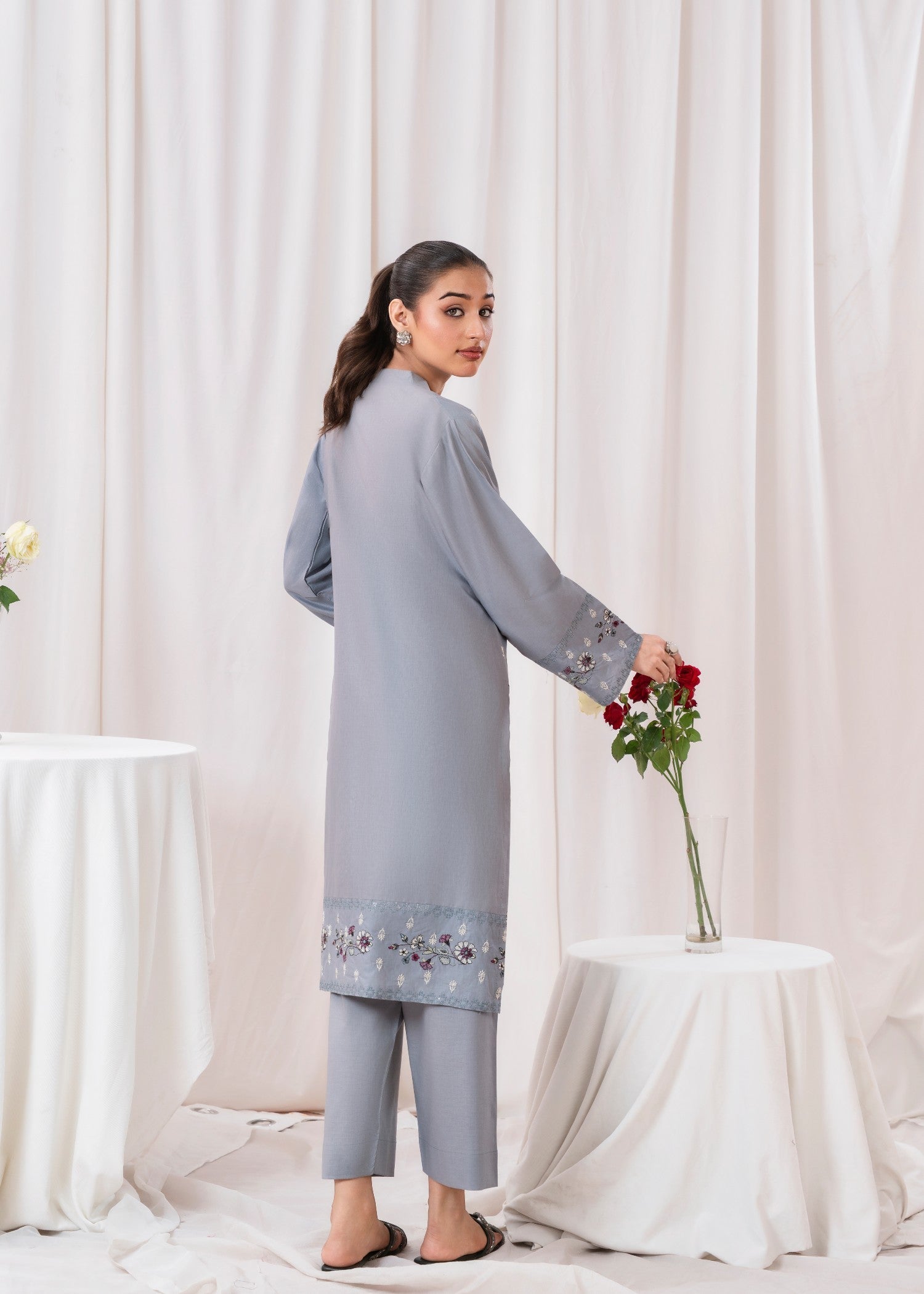 cotton Kurta Set in Periwinkle