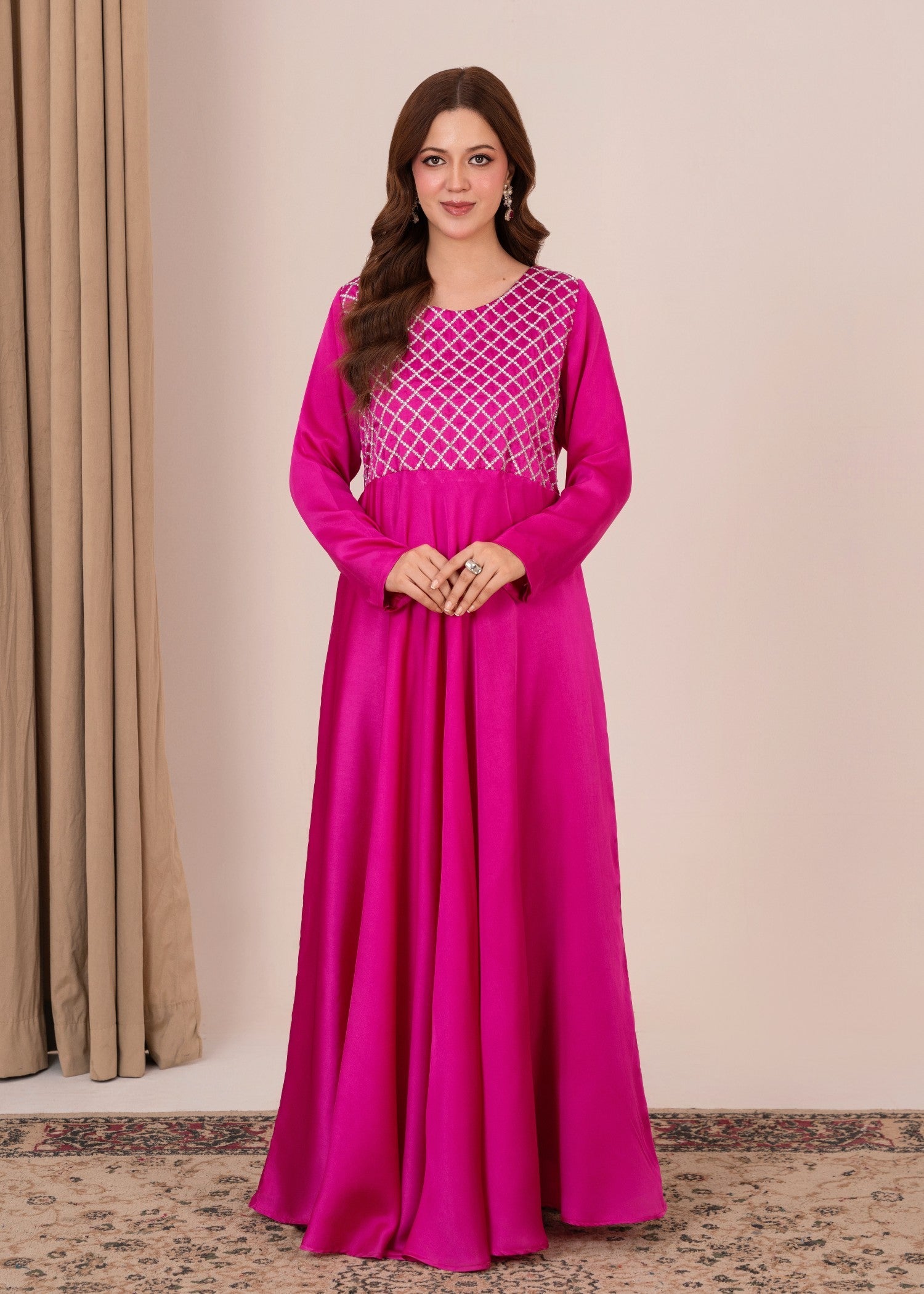 silk Maxi in Fuchsia pink
