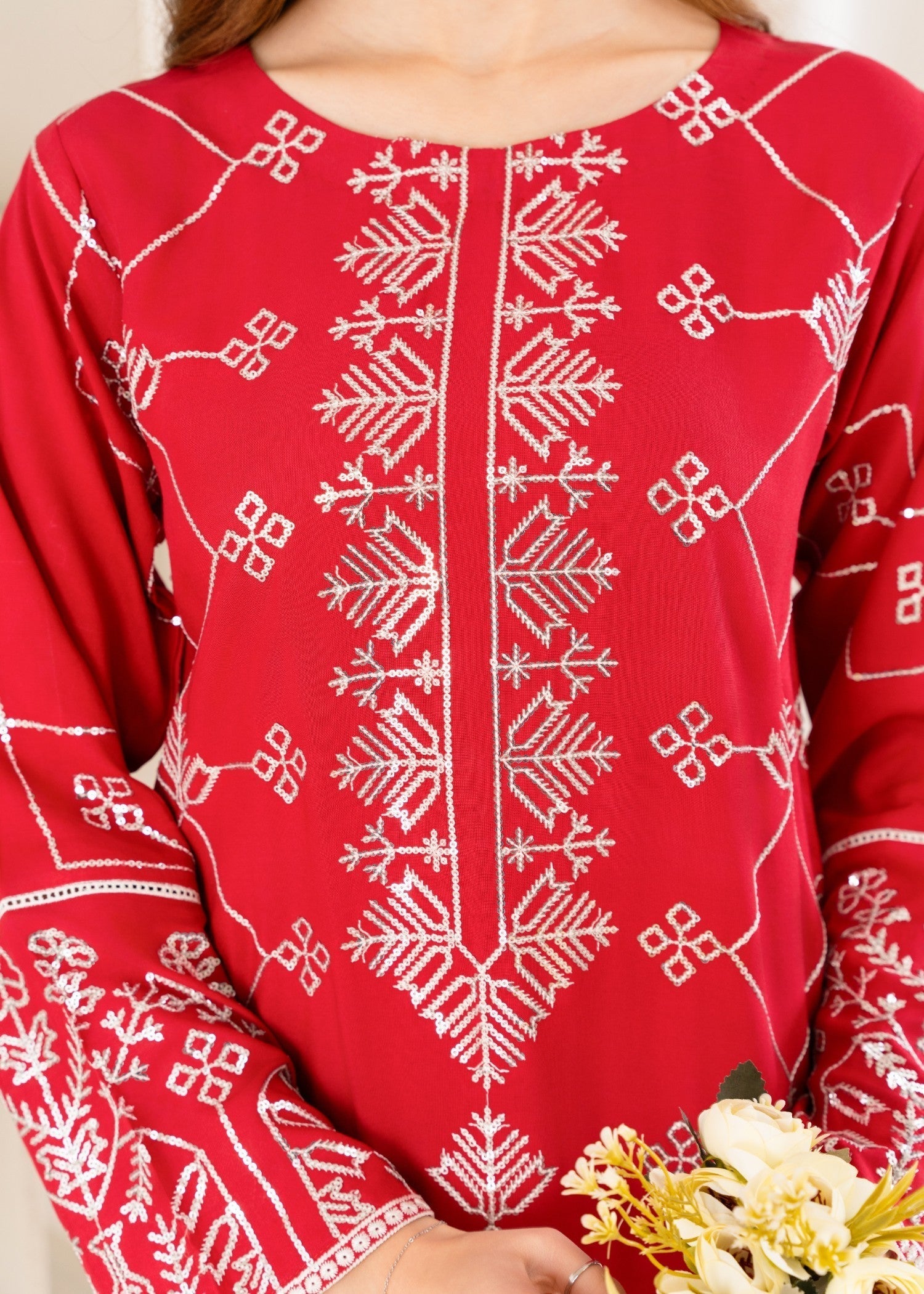 cotton viscose Co Ord Sets in Red