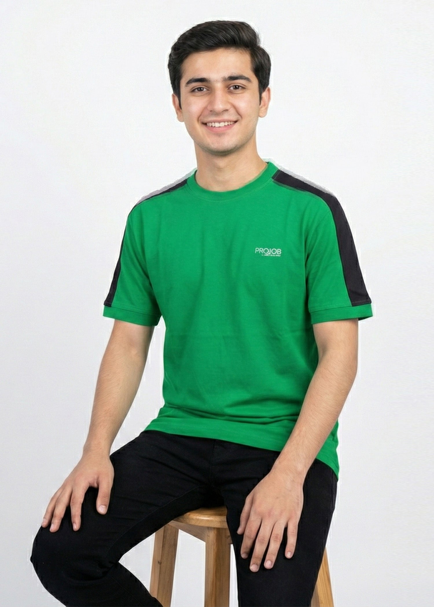 single jersey knit T Shirt in Black, green
