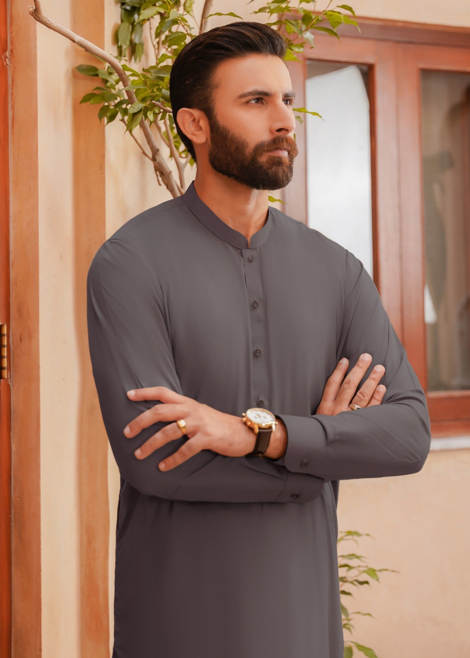 wash & wear Shalwar Kameez in Battleship grey